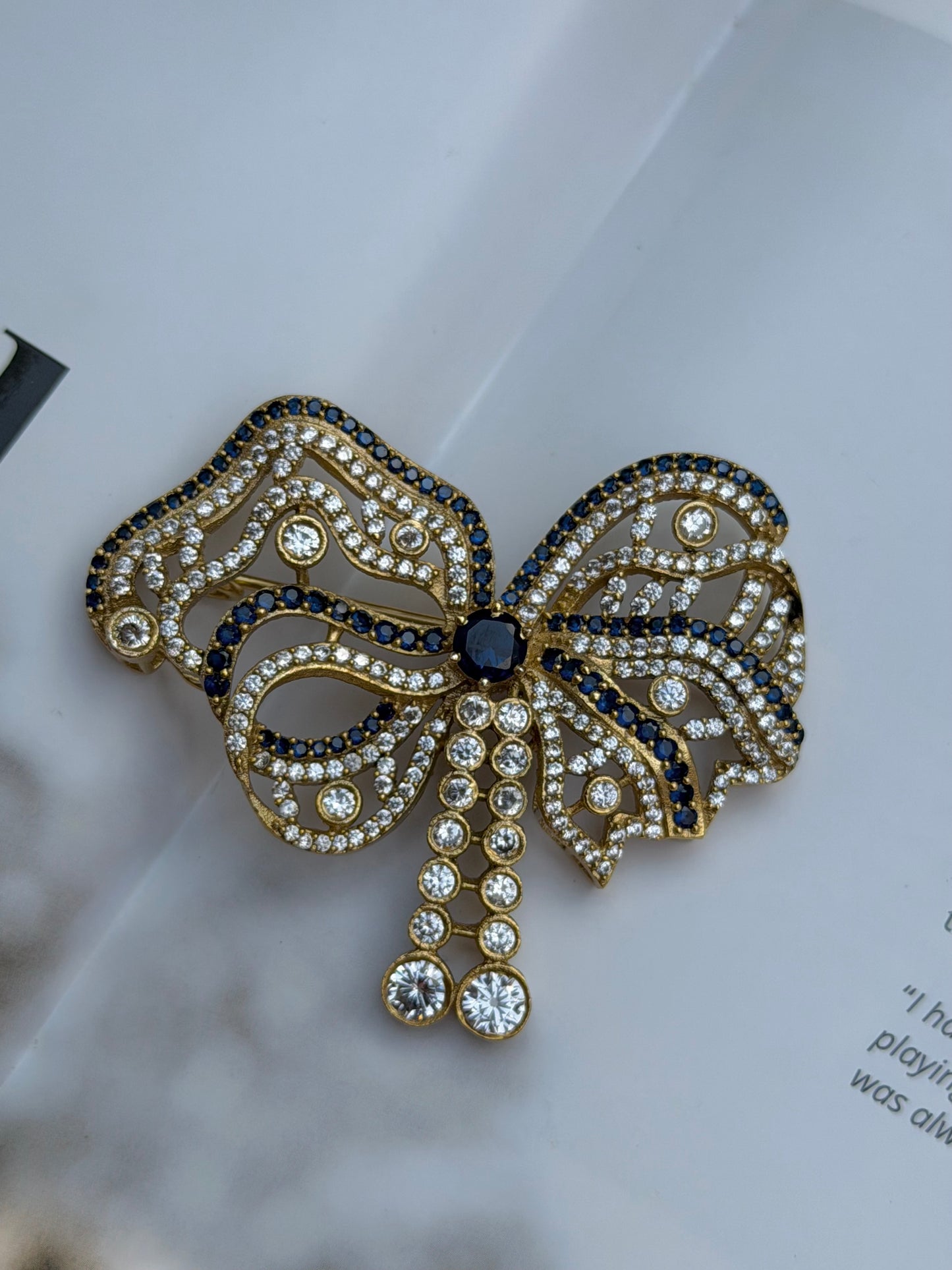 Birmingham Bow Victorian Brooch- Blue Ribbon