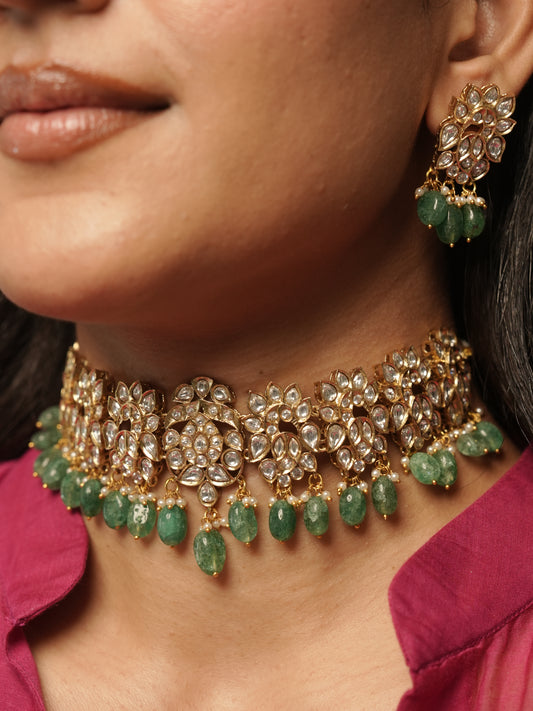 Maheep Polki Necklace Set - White