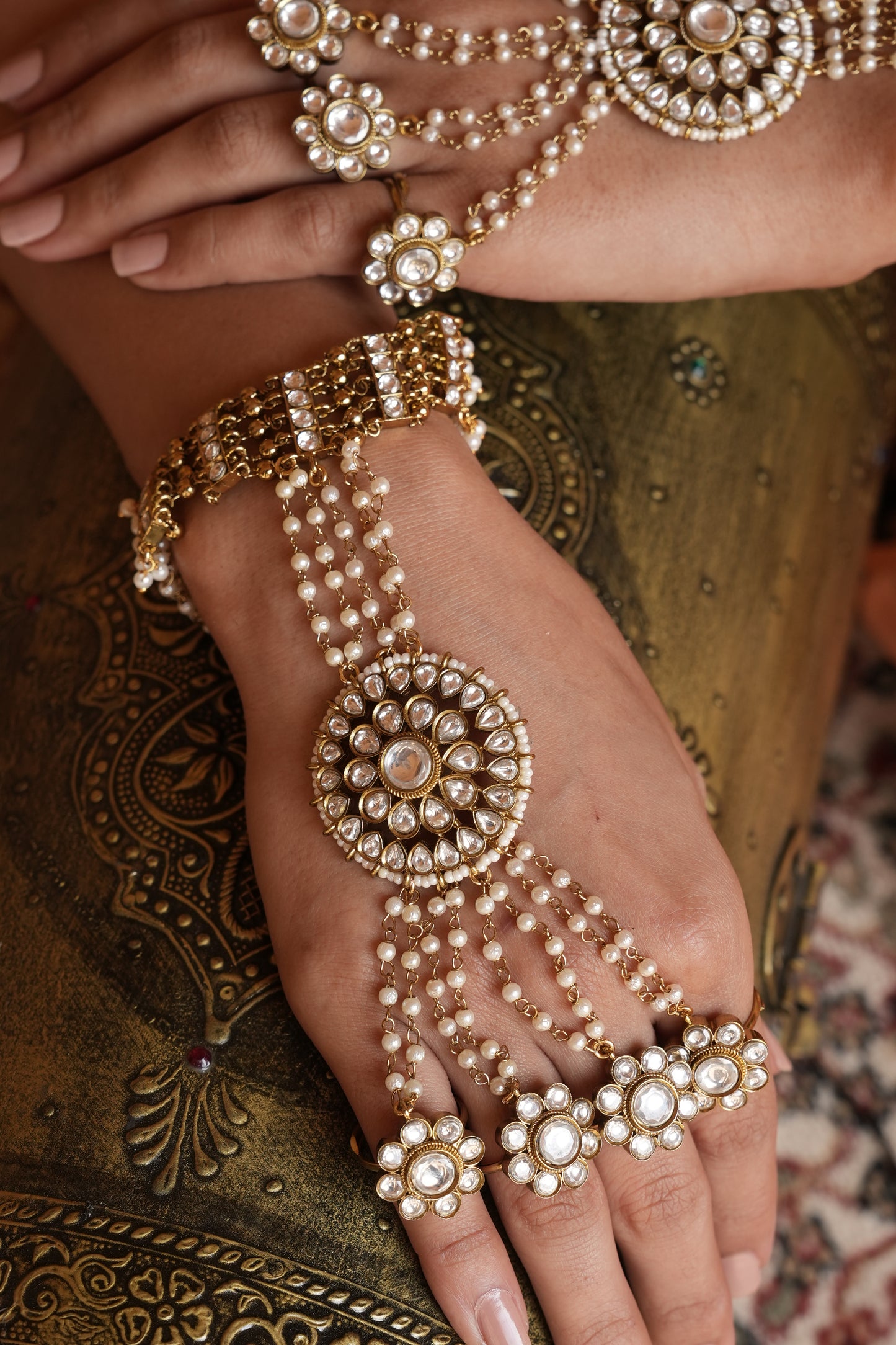 Shagun Antique Polki HathPhool ( Pair )