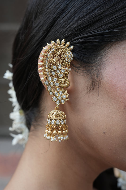 Adah Polki and Pearl Jhumka Earcuffs