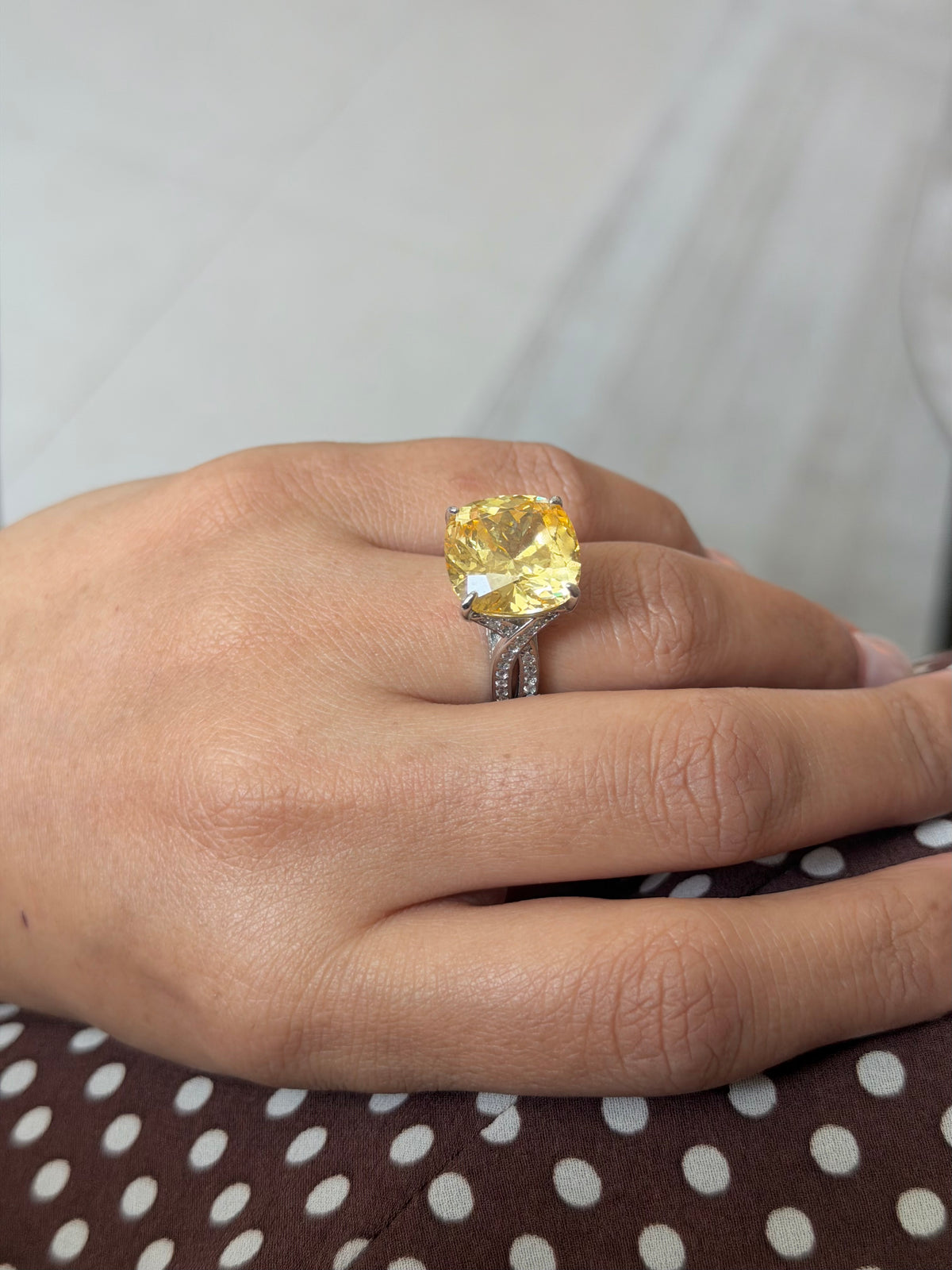 Sunshine Yellow Zircon Adjustable Ring