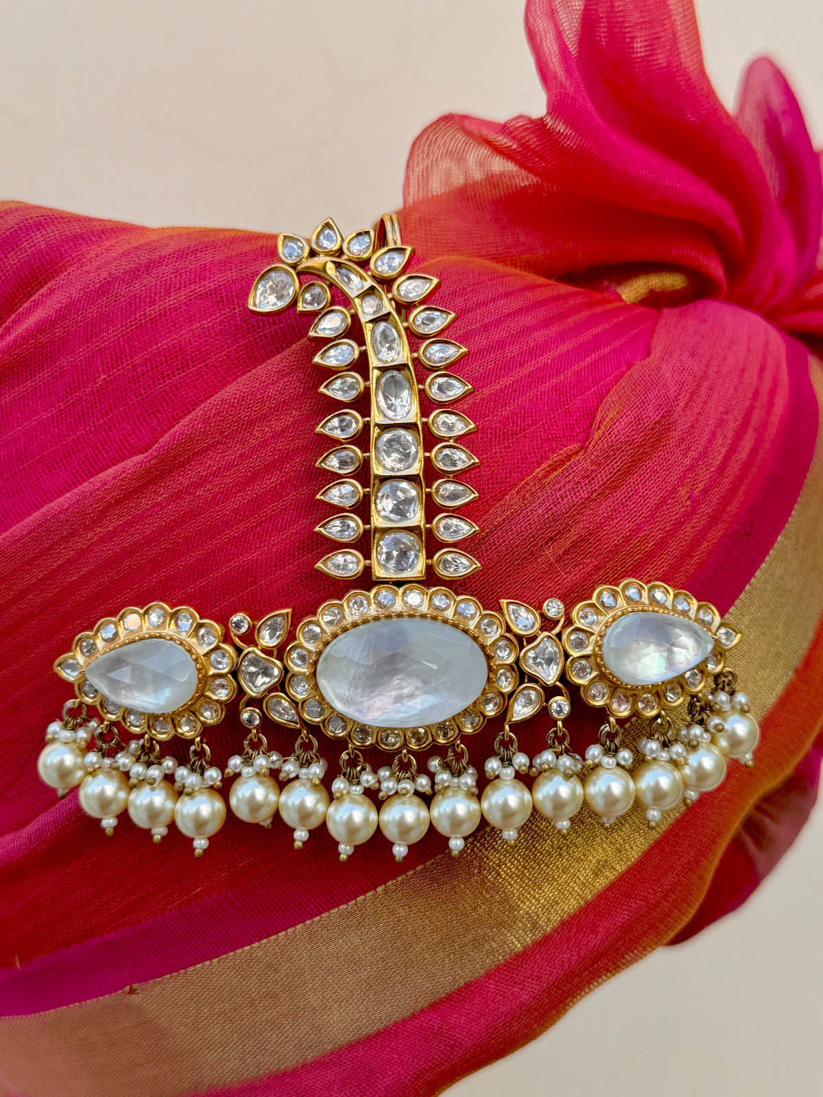 Samarth White Polki Sarpech