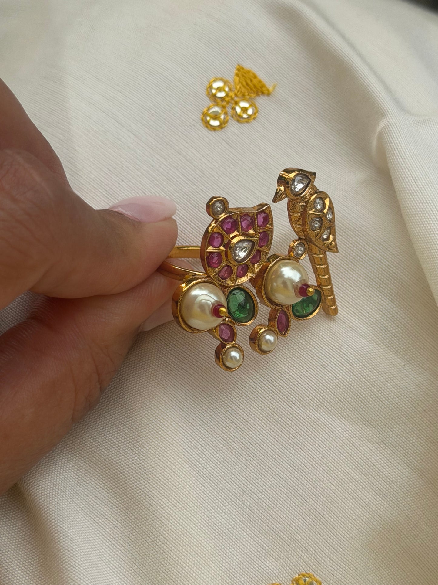 Arfa Kundan Polki Bird Ring