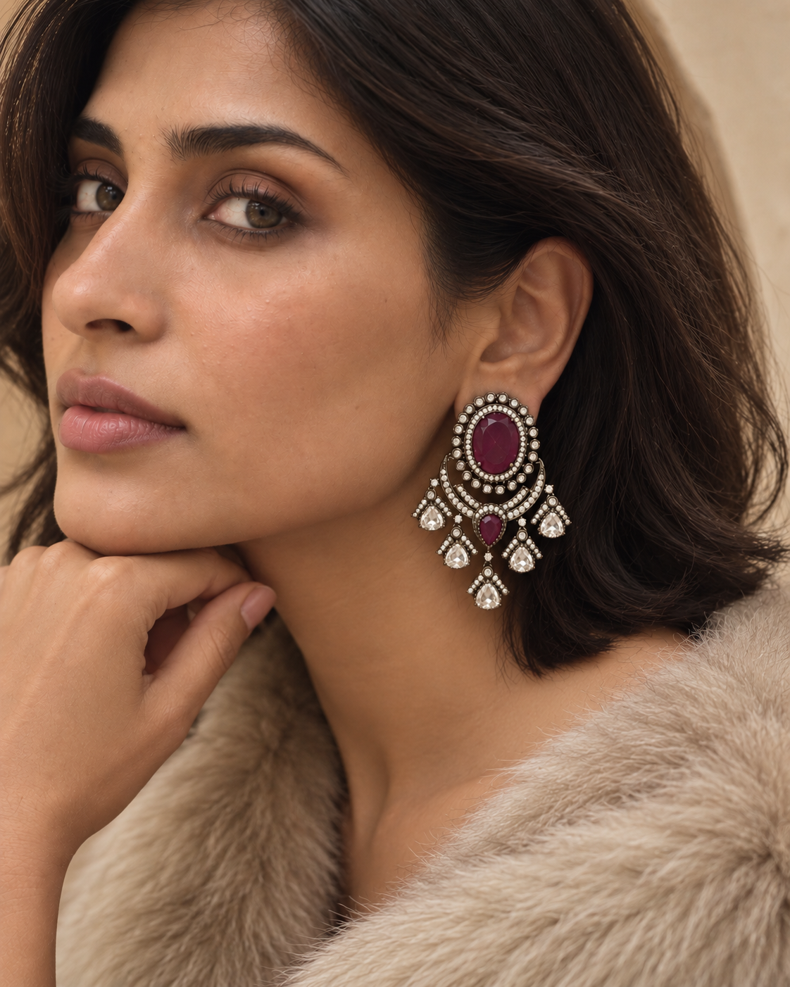 Tarnika Ruby Antique Partywear Earrings