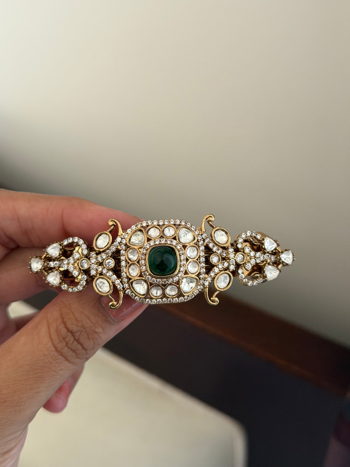 Rohza Polki Green Hair Clip
