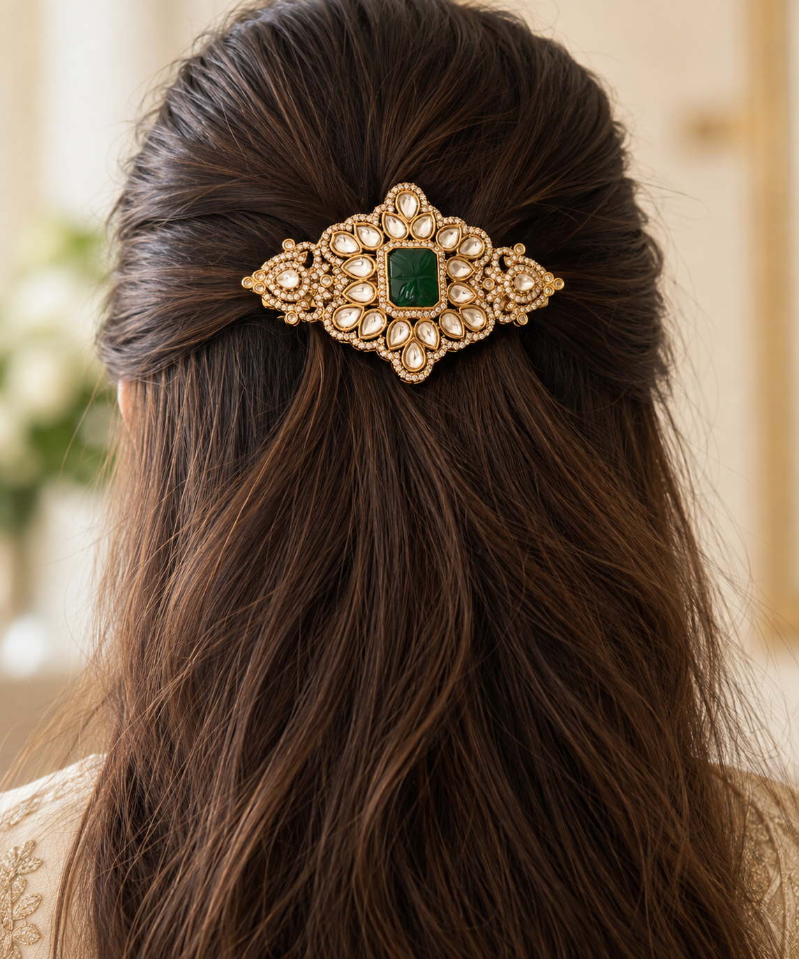 Yashna Polki Green Hairclip
