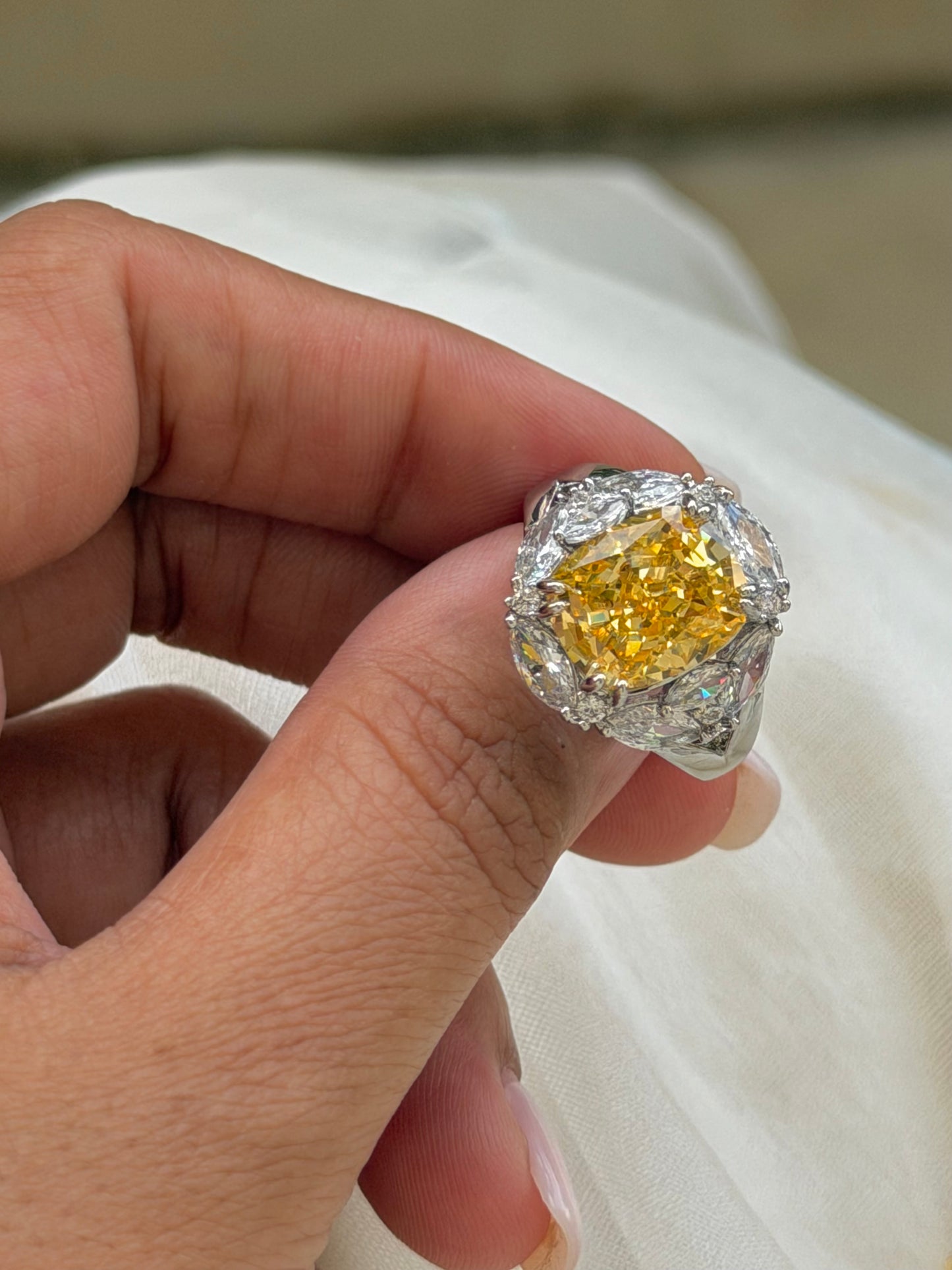 Haseena Yellow Diamond Zircon Ring- Adjustable