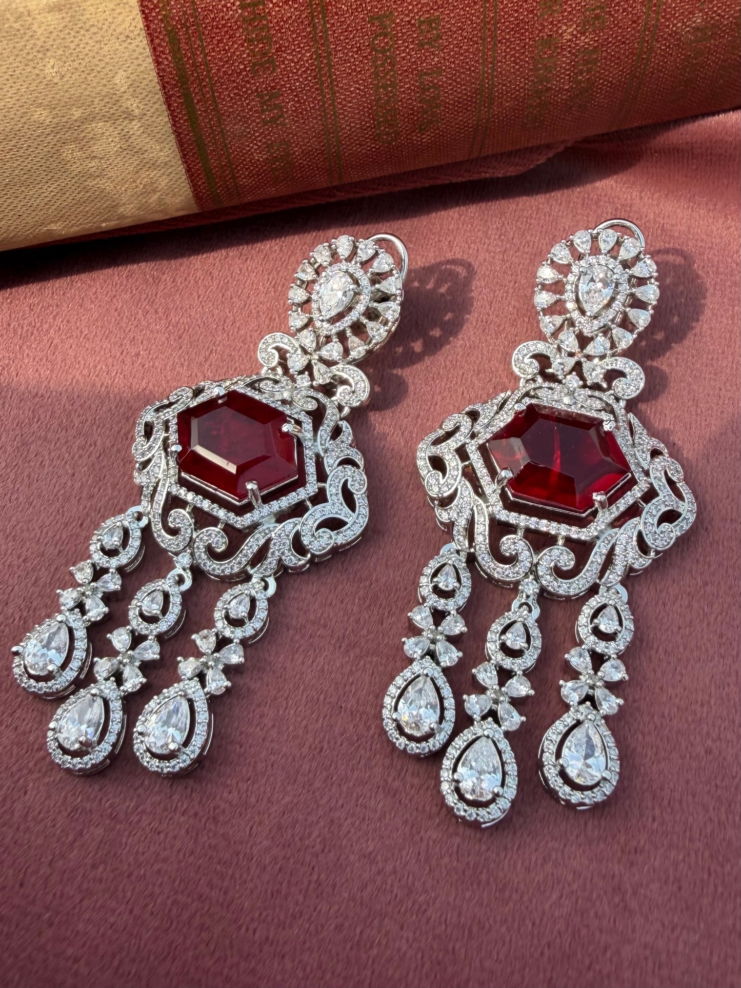 Neera Ruby Dangler Earrings