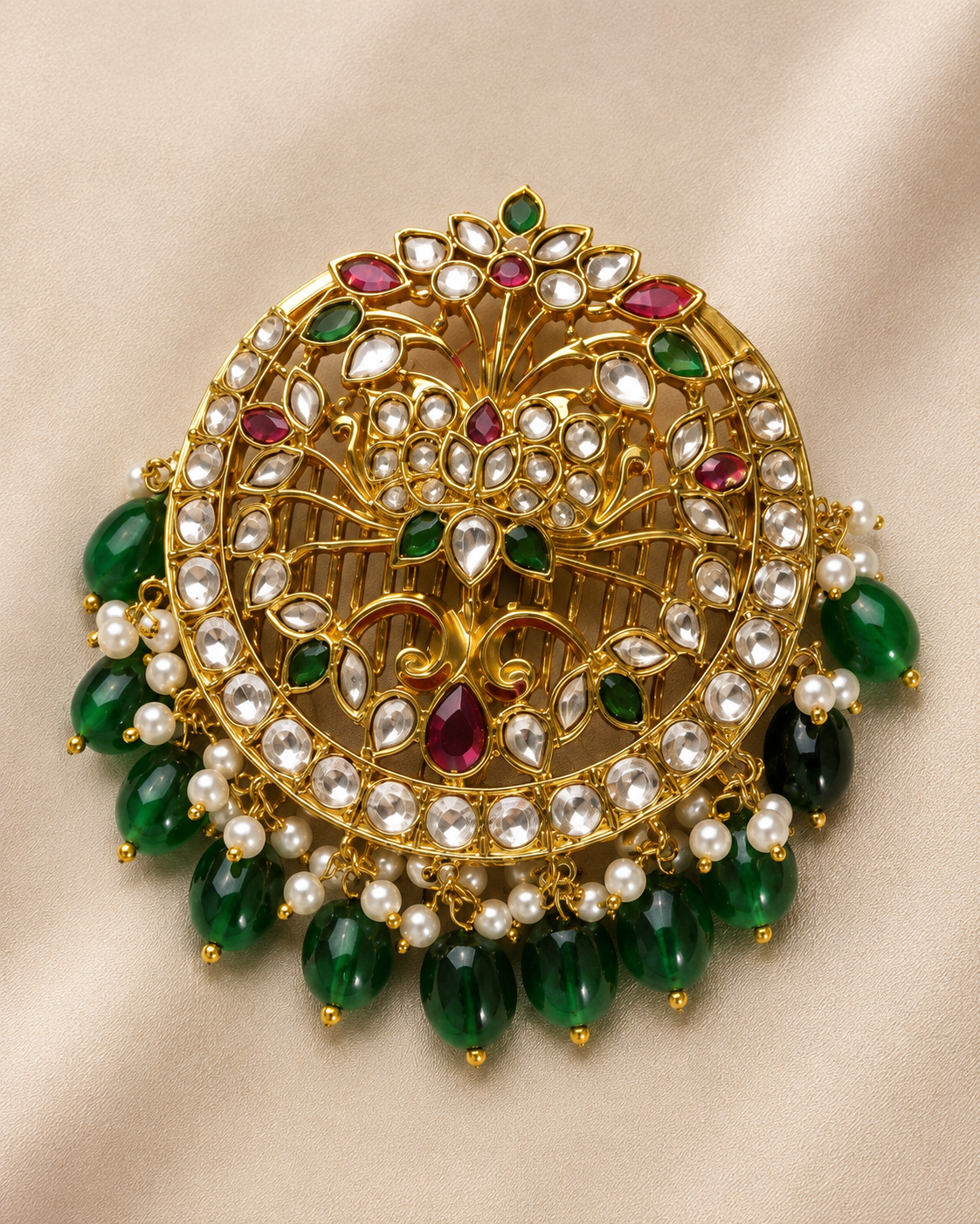 Vaara Kundan Polki HairClip for Festive and Weddings