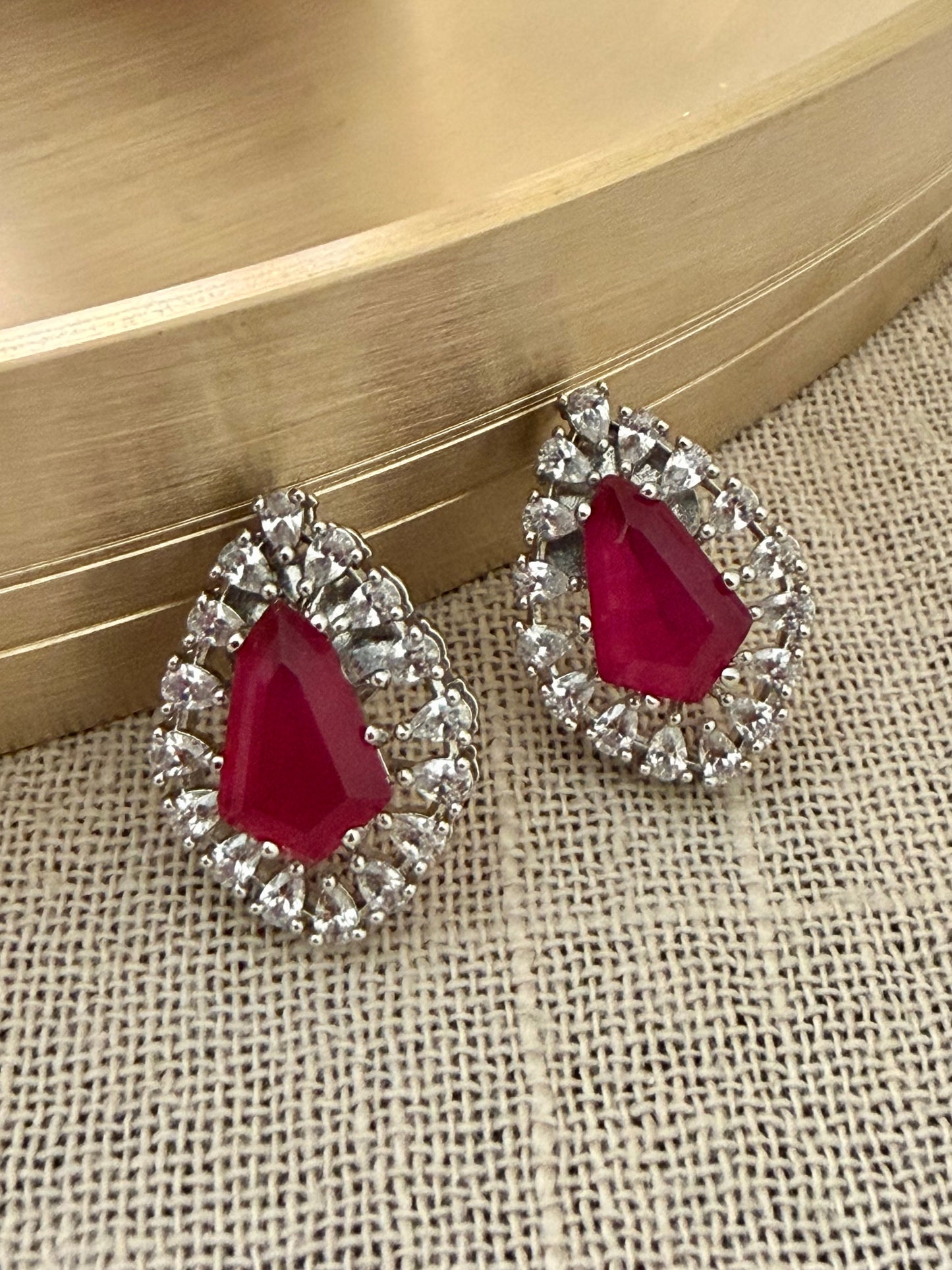 Jharna Ruby Stud Earrings