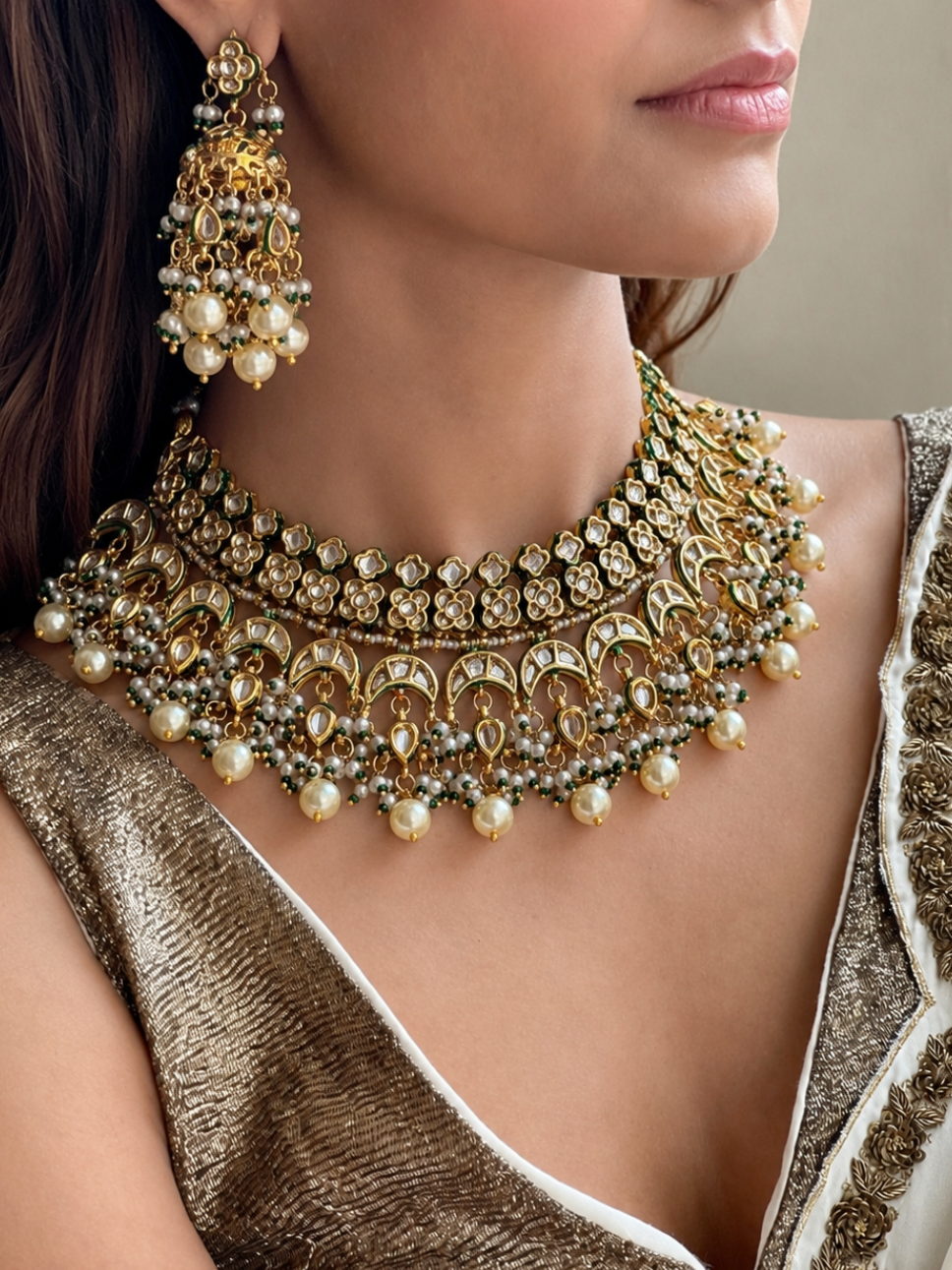 Niharika Jadau Kundan Bridal Necklace Set for Women for Wedding & Festive Wear