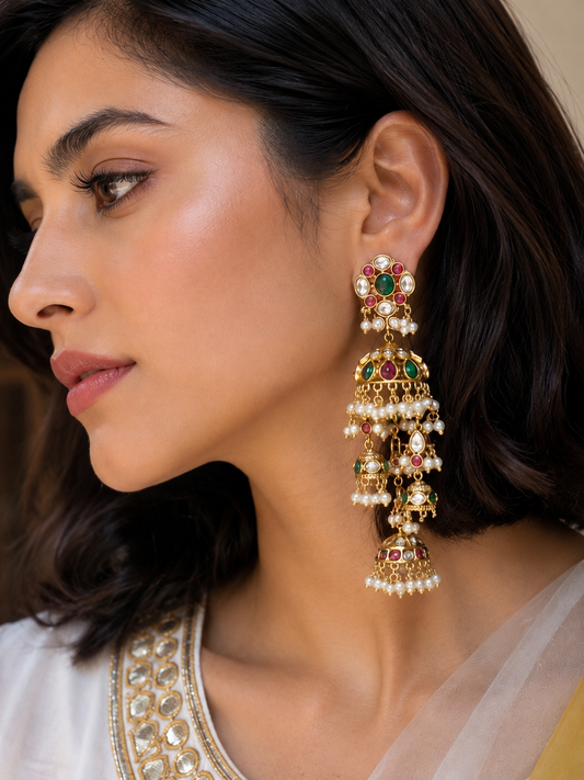 Avatika Kundan Polki Dangler Jhumki Earrings