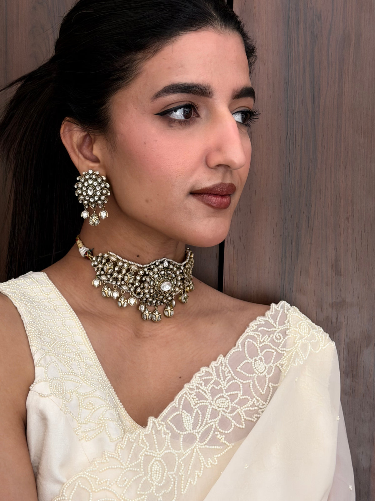 Sabrina Polki Choker Necklace Set