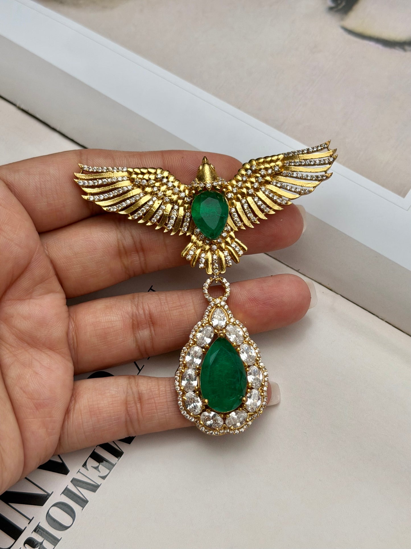 Orhan Bird Brooch - Emerald