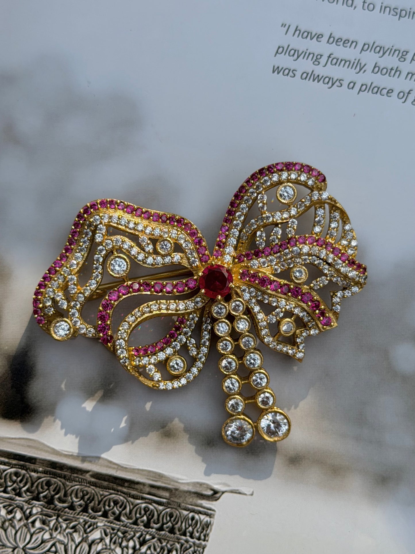Birmingham Bow Victorian Brooch- Red Ribbon