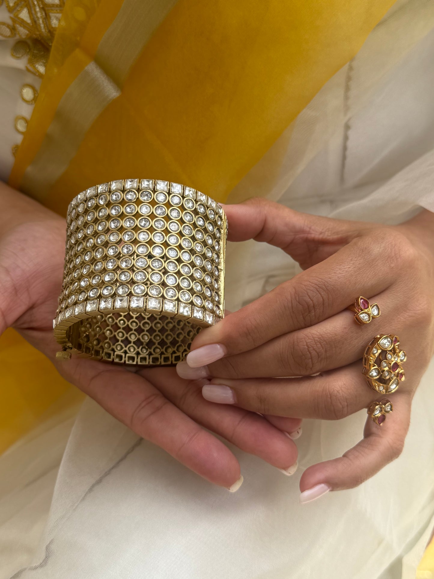 Kavya Kundan Statement Bangle- One size fits 2.4-2.6