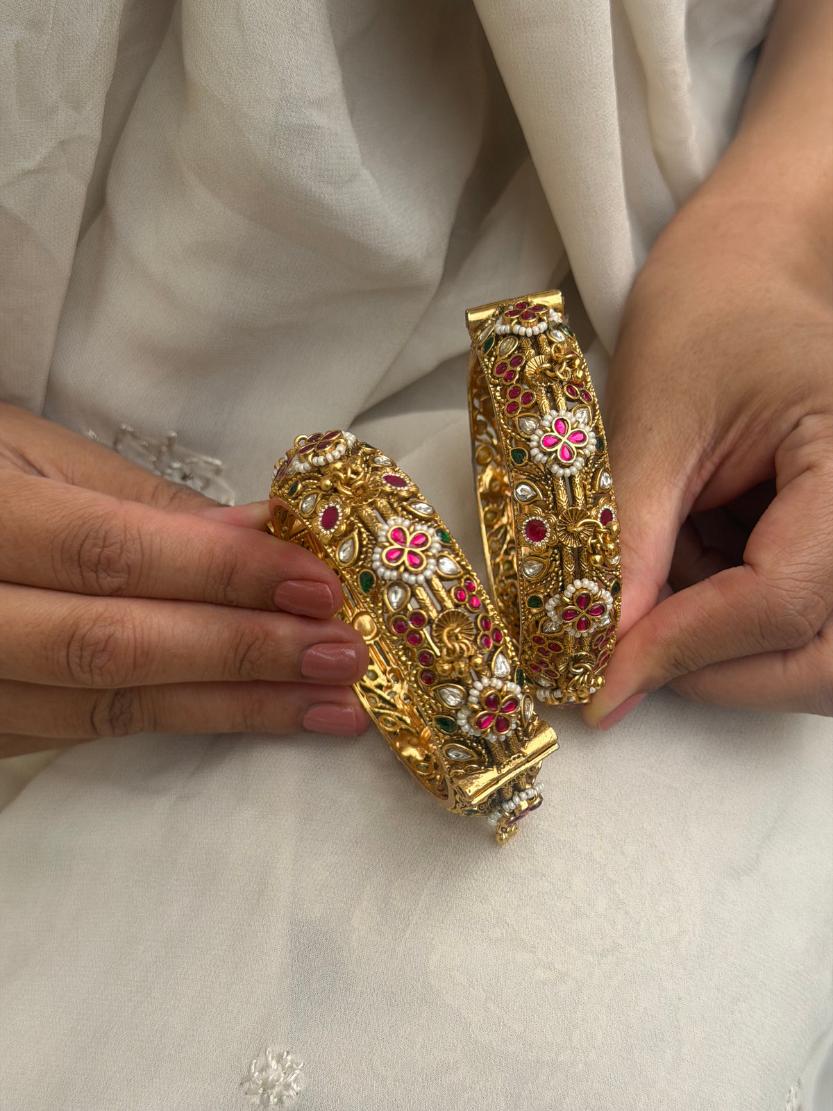 Poornima Antique Gold Look Bangles- Set of 2