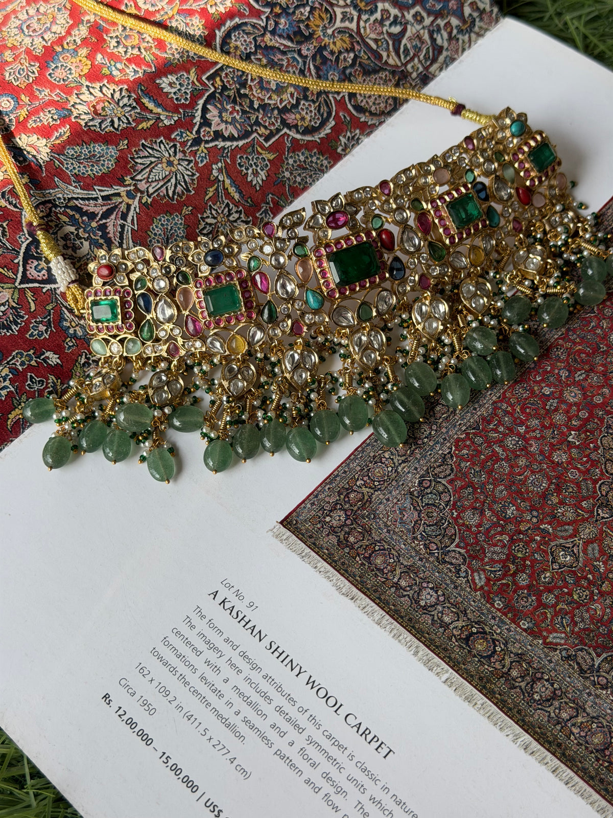 Aga Multicolour Polki Choker Necklace Set