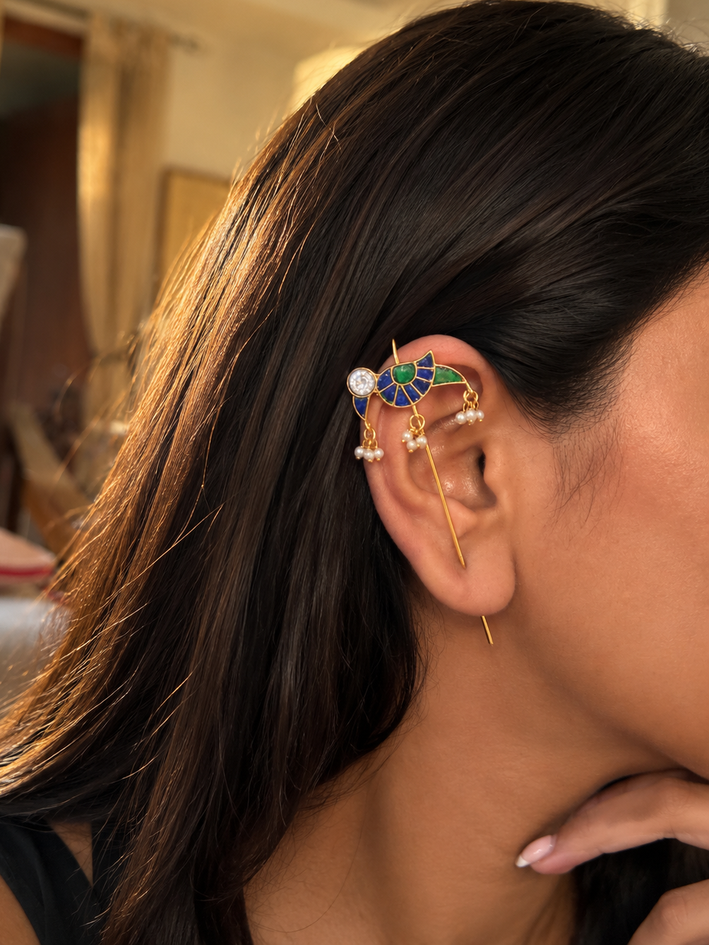 Aplana Bird Blue Green Earrings