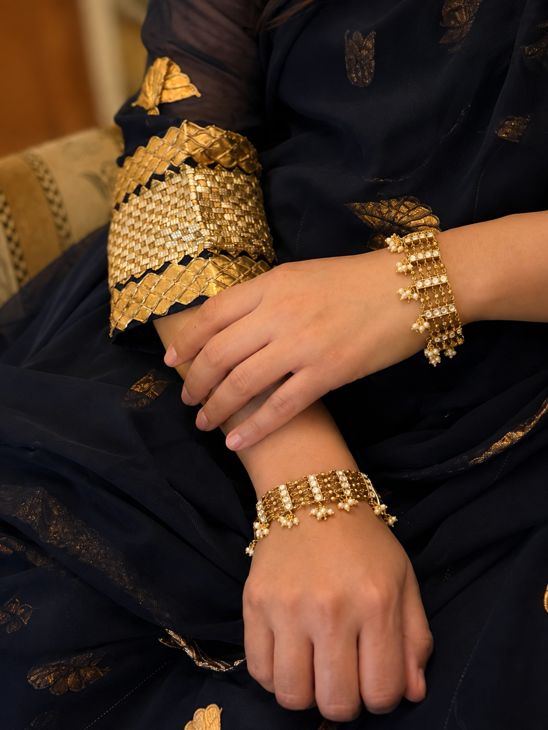 Majro Kundan Paunchi Bracelets Set of 2