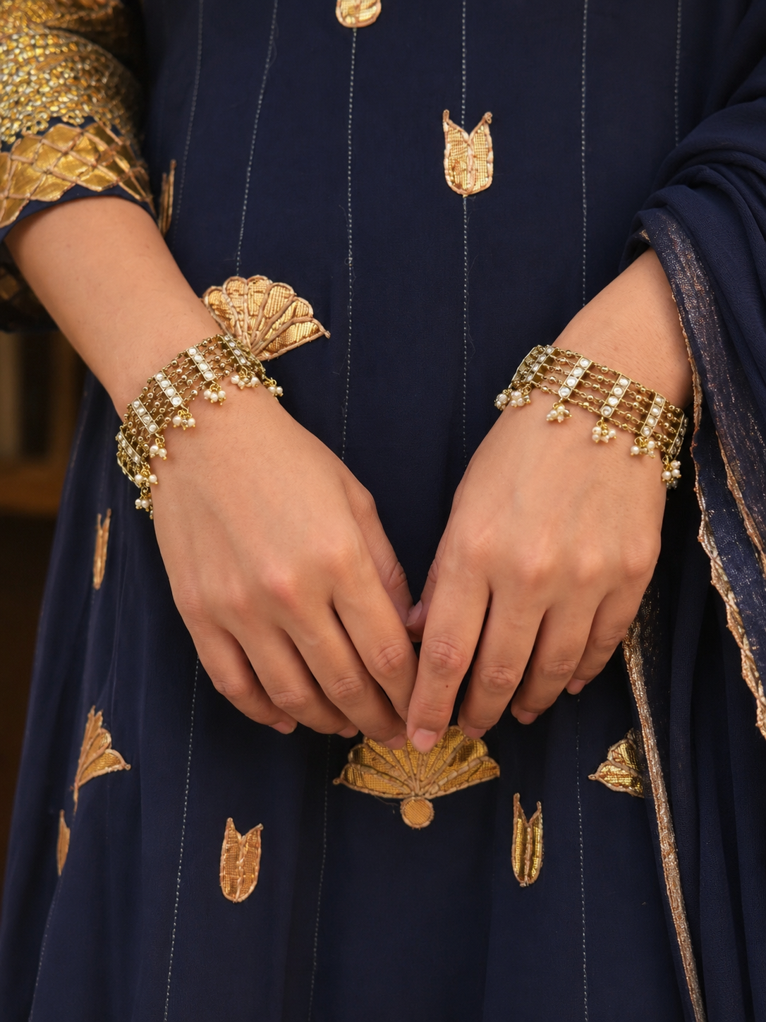 Majro Kundan Paunchi Bracelets Set of 2