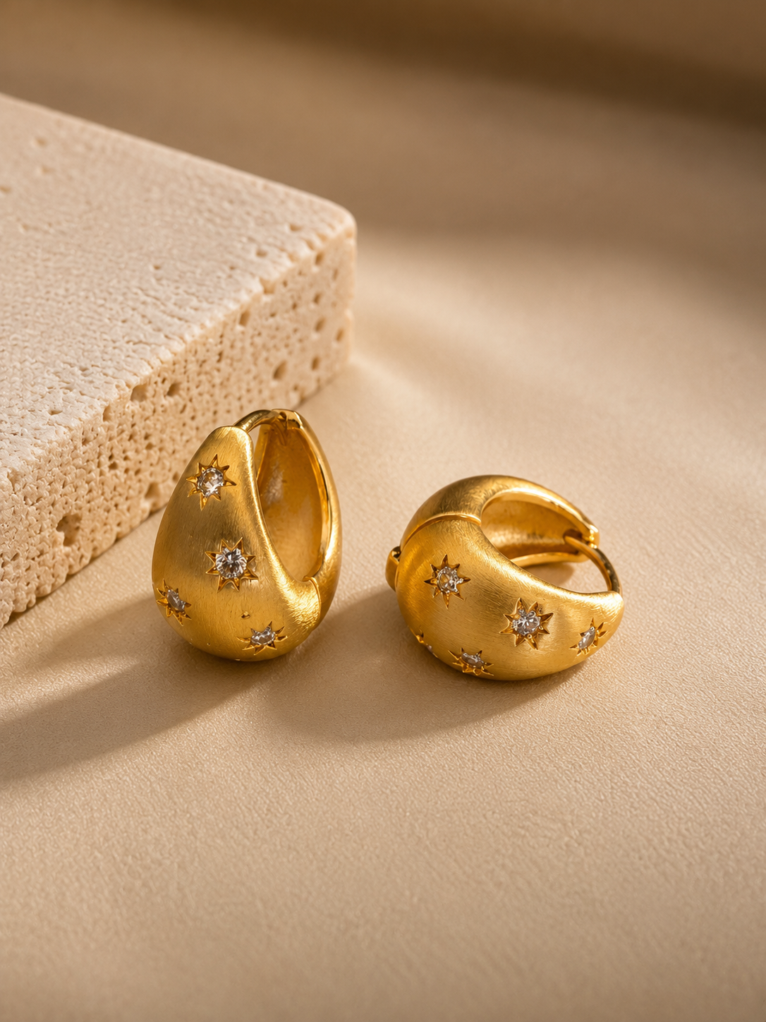 Jess Brushed Gold Mini Hoops