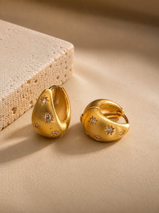 Jess Brushed Gold Mini Hoops