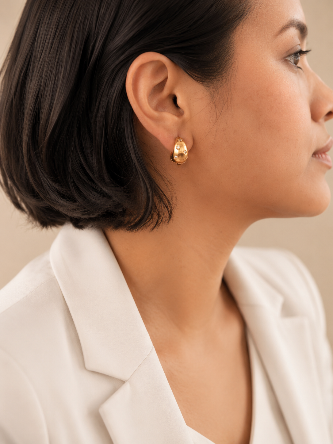Jess Brushed Gold Mini Hoops