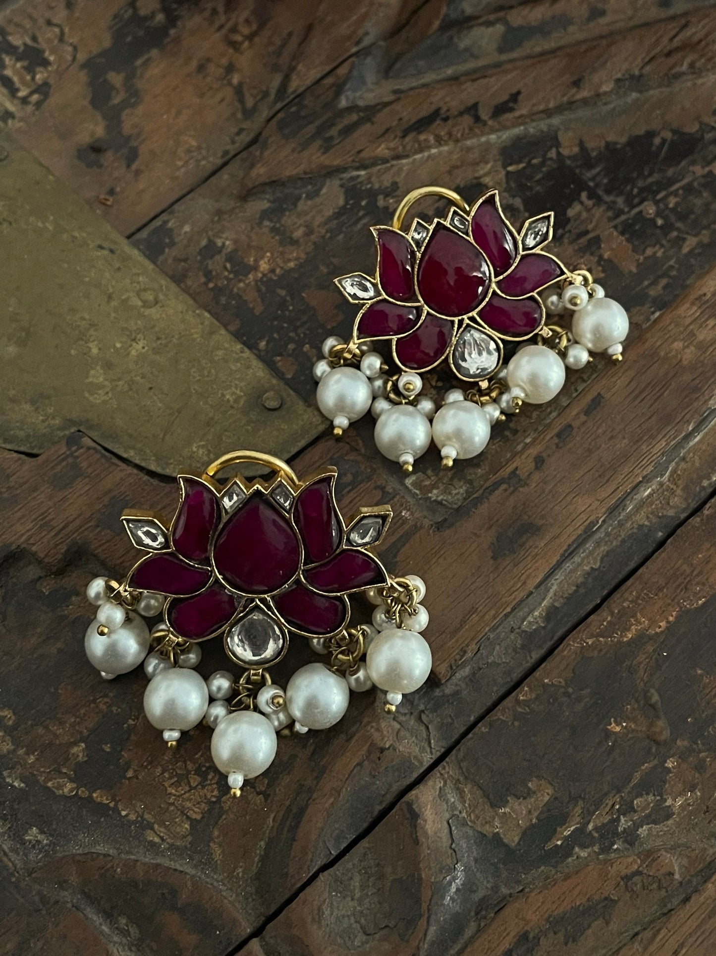 Kamal 18kt Gold Plated Moissanite Polki Earrings
