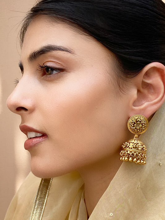 Arpita Antique Gold Finish Jhumki