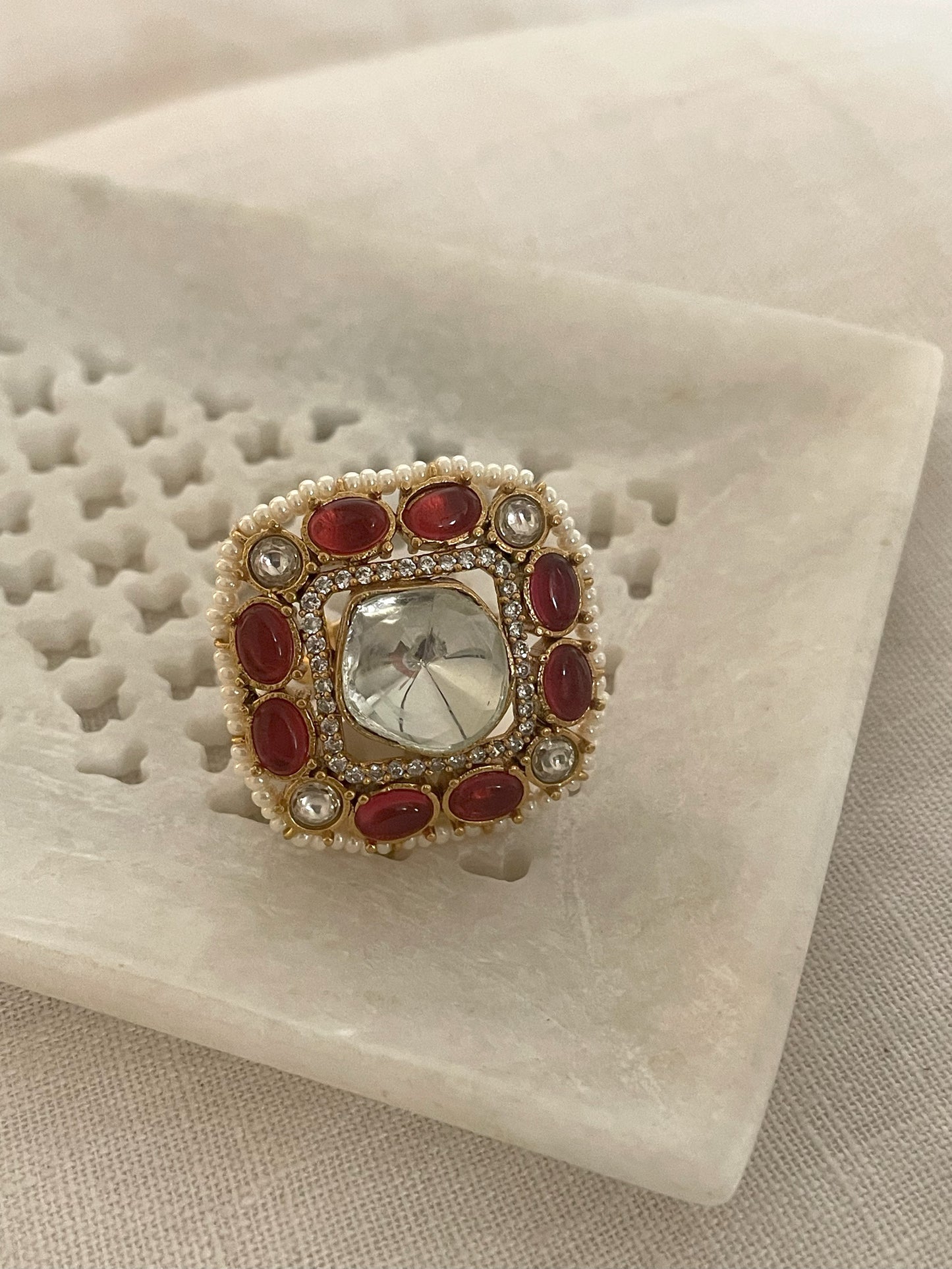 Vadehi Ruby Polki Ring