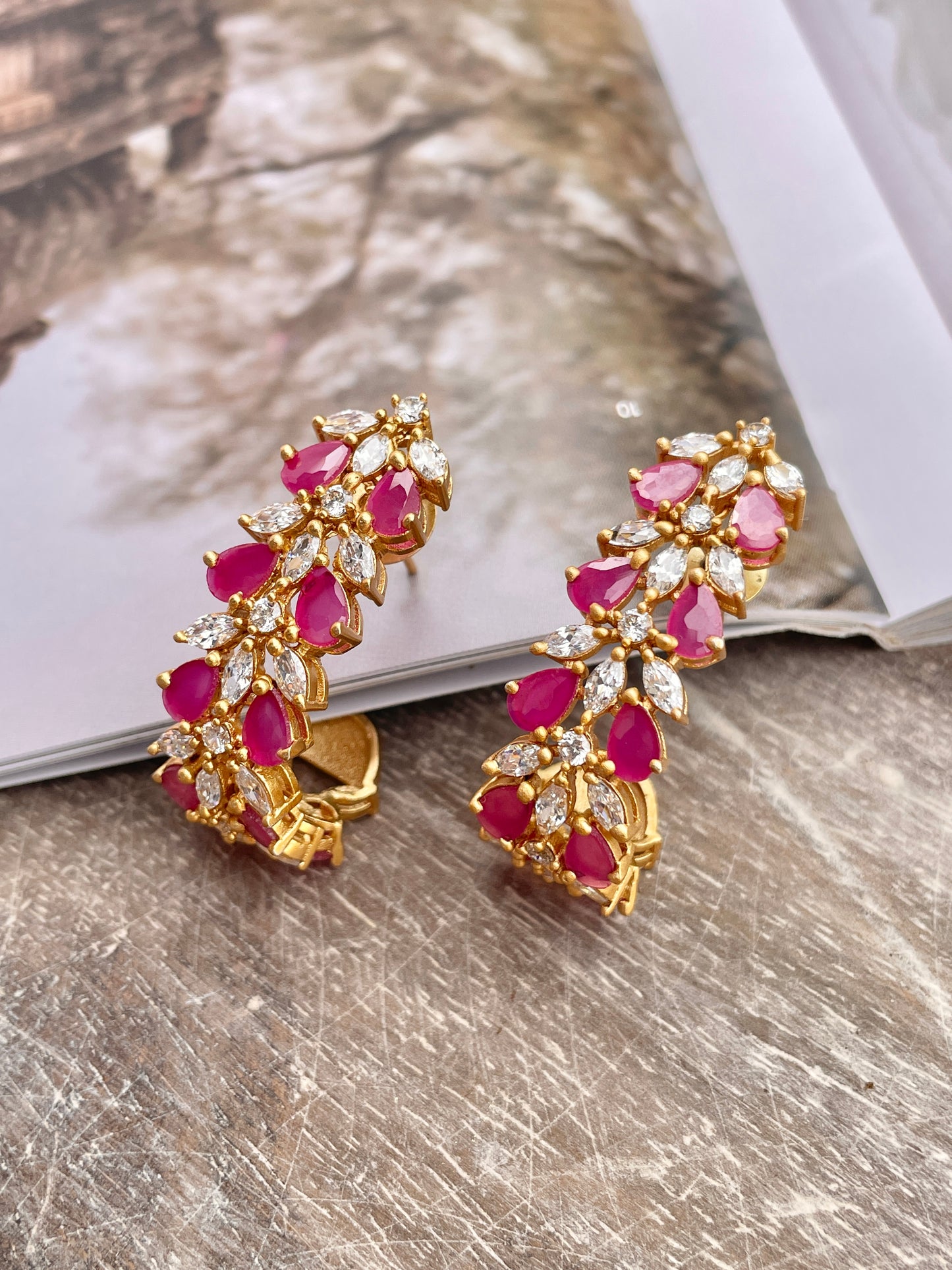 Heer Zircon Earrings Pink