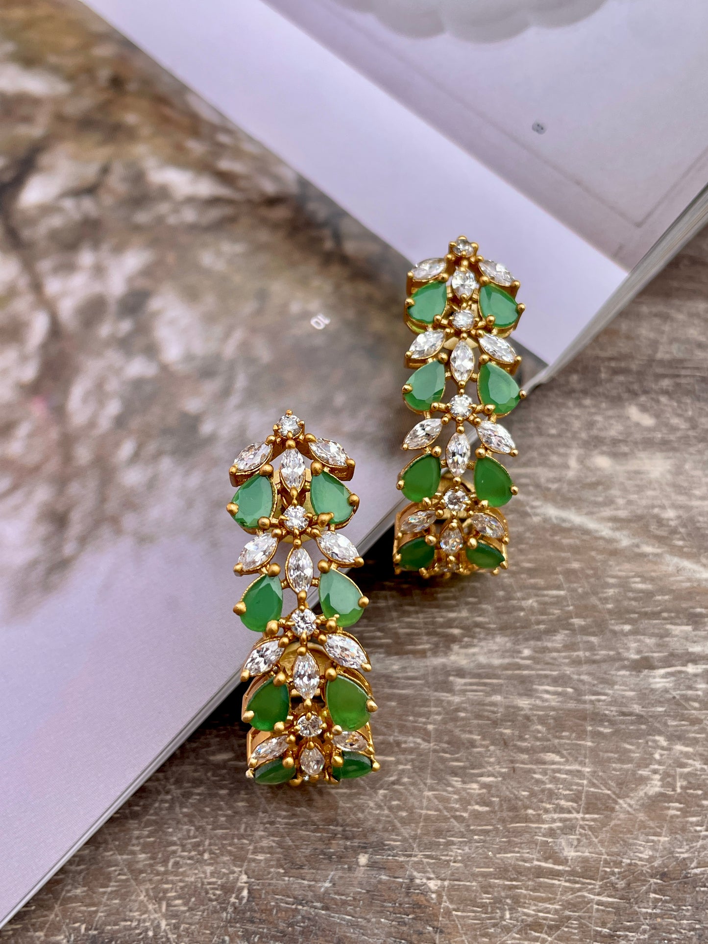 Heer Zircon Earrings Green