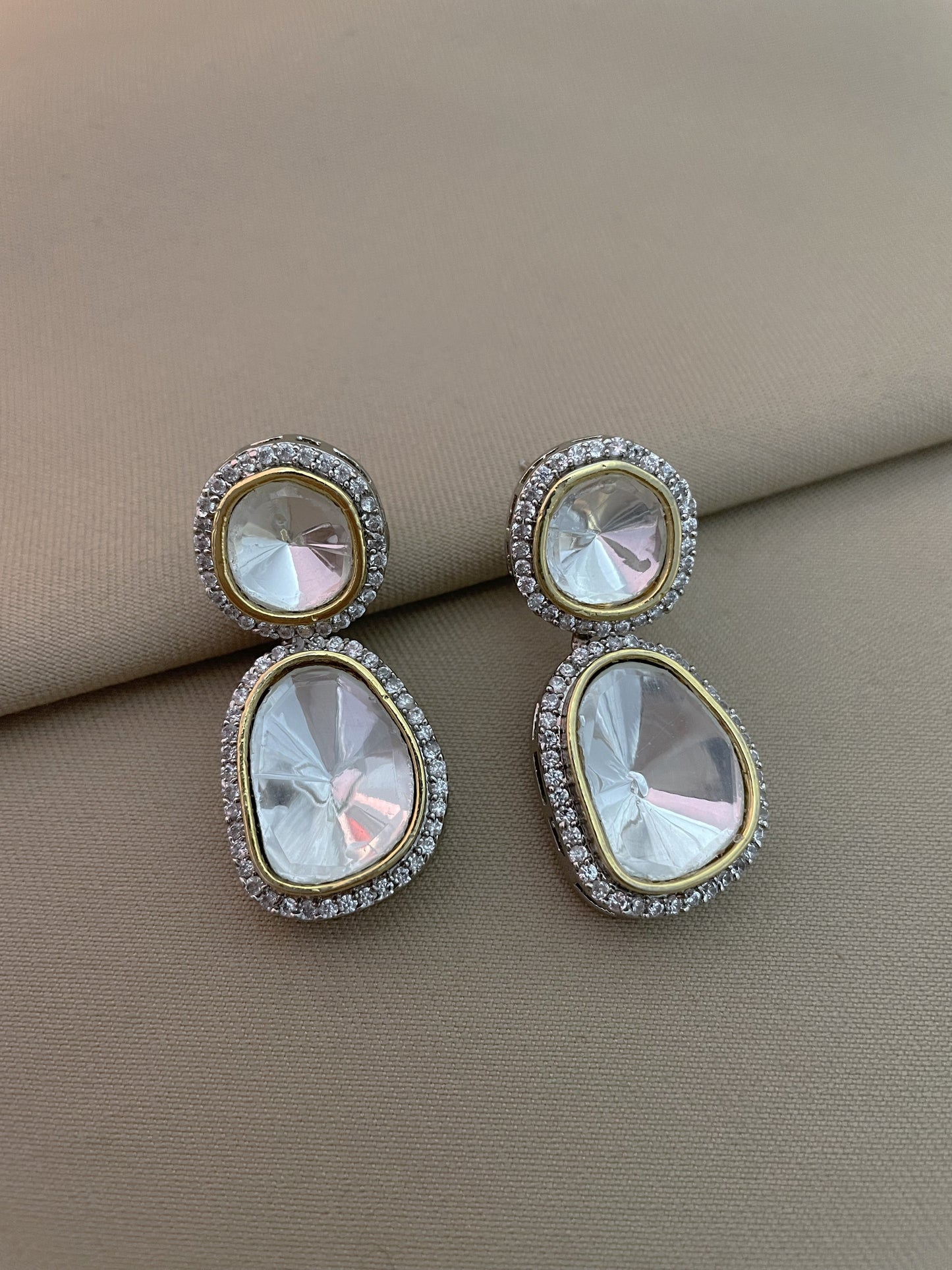 Salma Gold Finish Polki Dangler Earrings