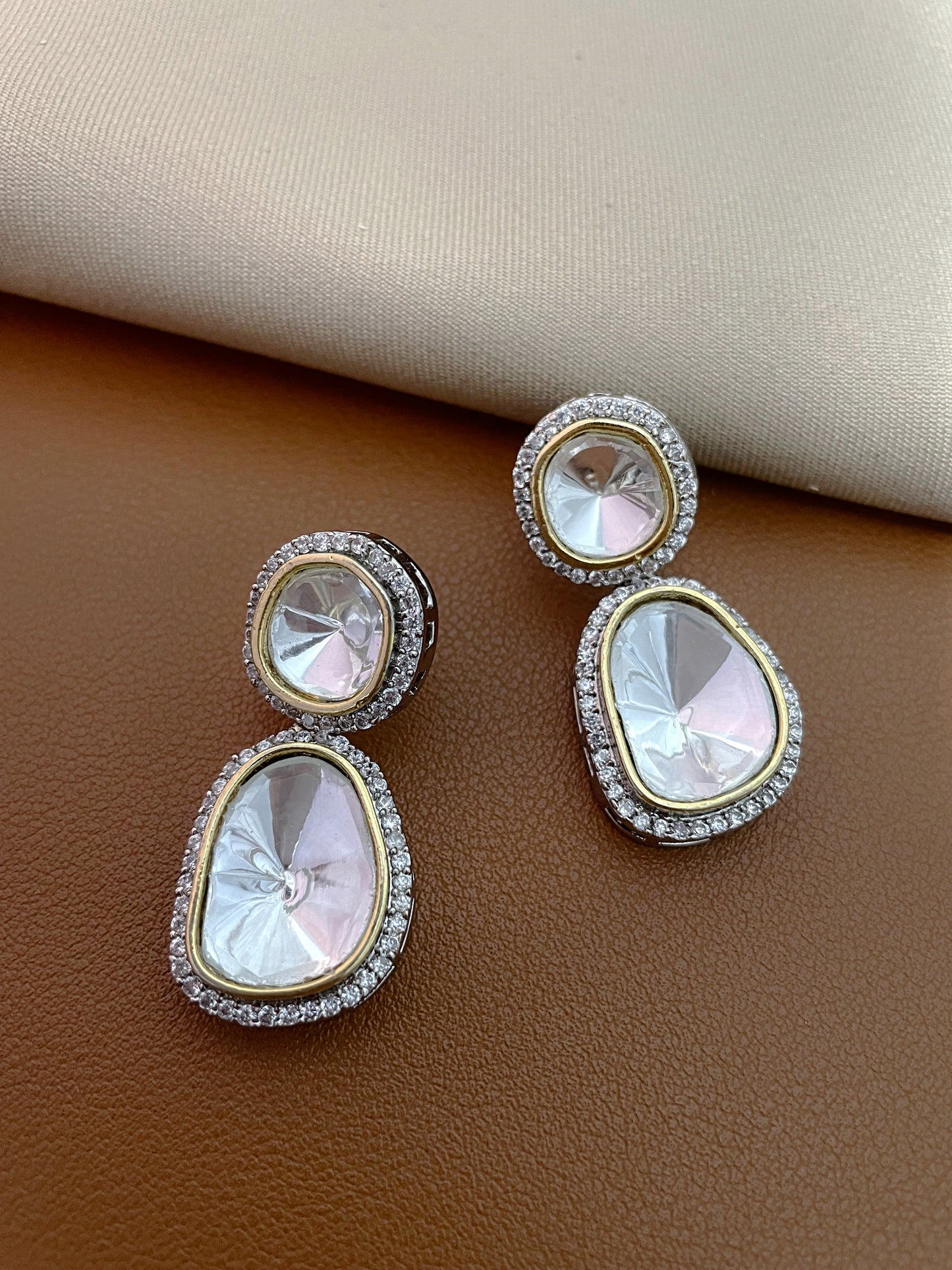 Salma Gold Finish Polki Dangler Earrings