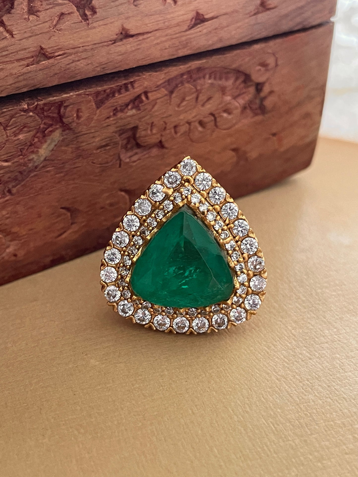 Vibe - Teardrop Emerald Doublet Adjustable Ring