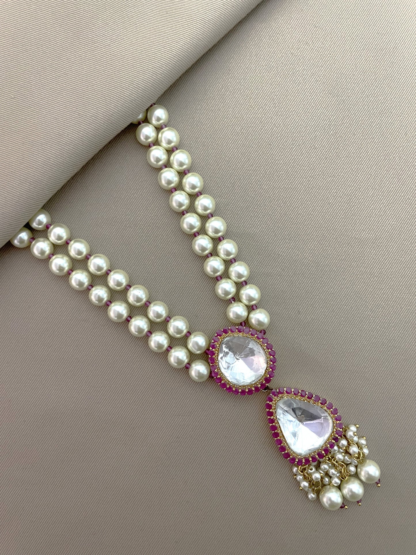 Sumaiyya Gold Finish Polki Necklace