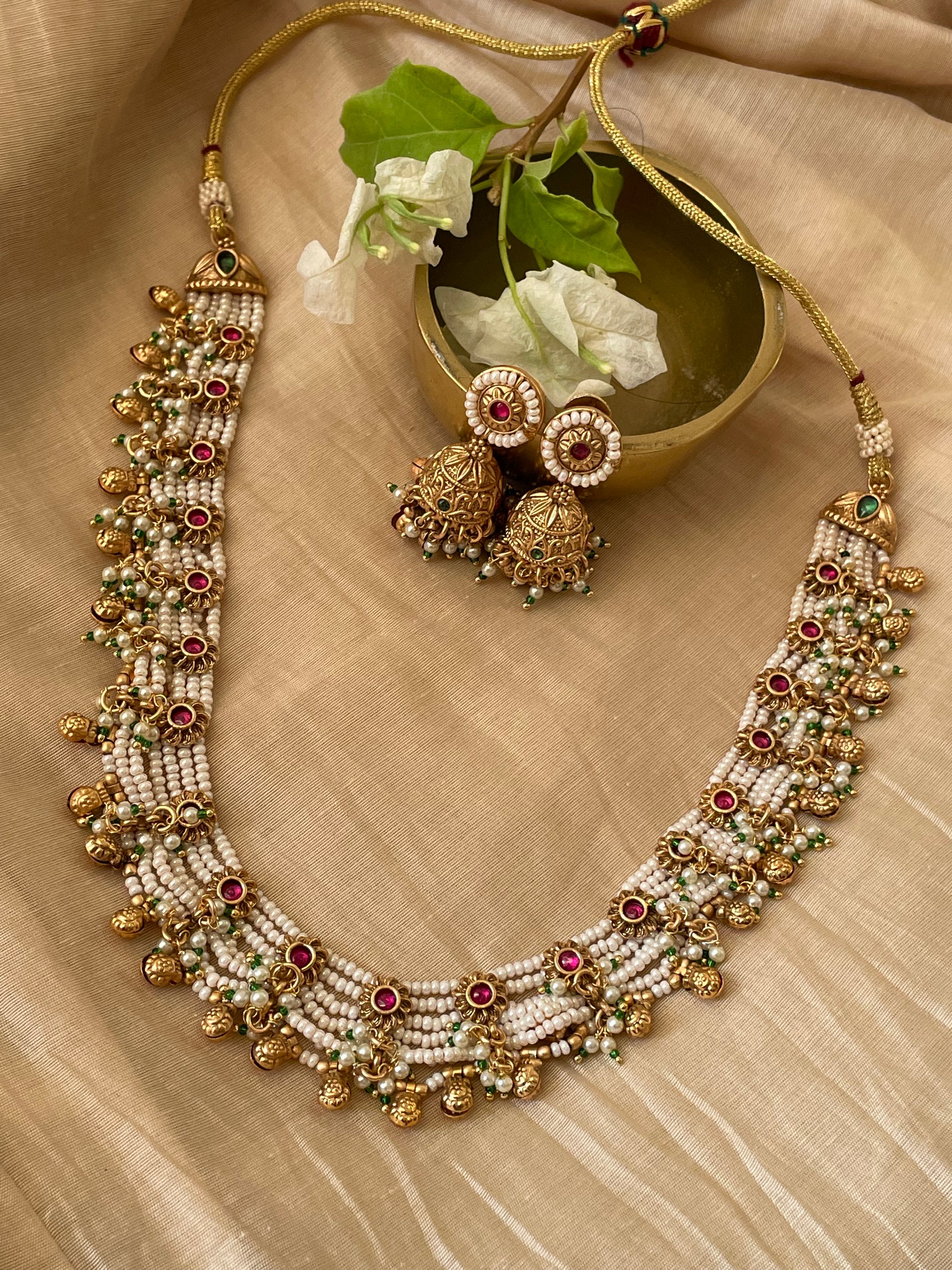 Grace Pearl Necklace Set – AVSAJEWELS - Main Image