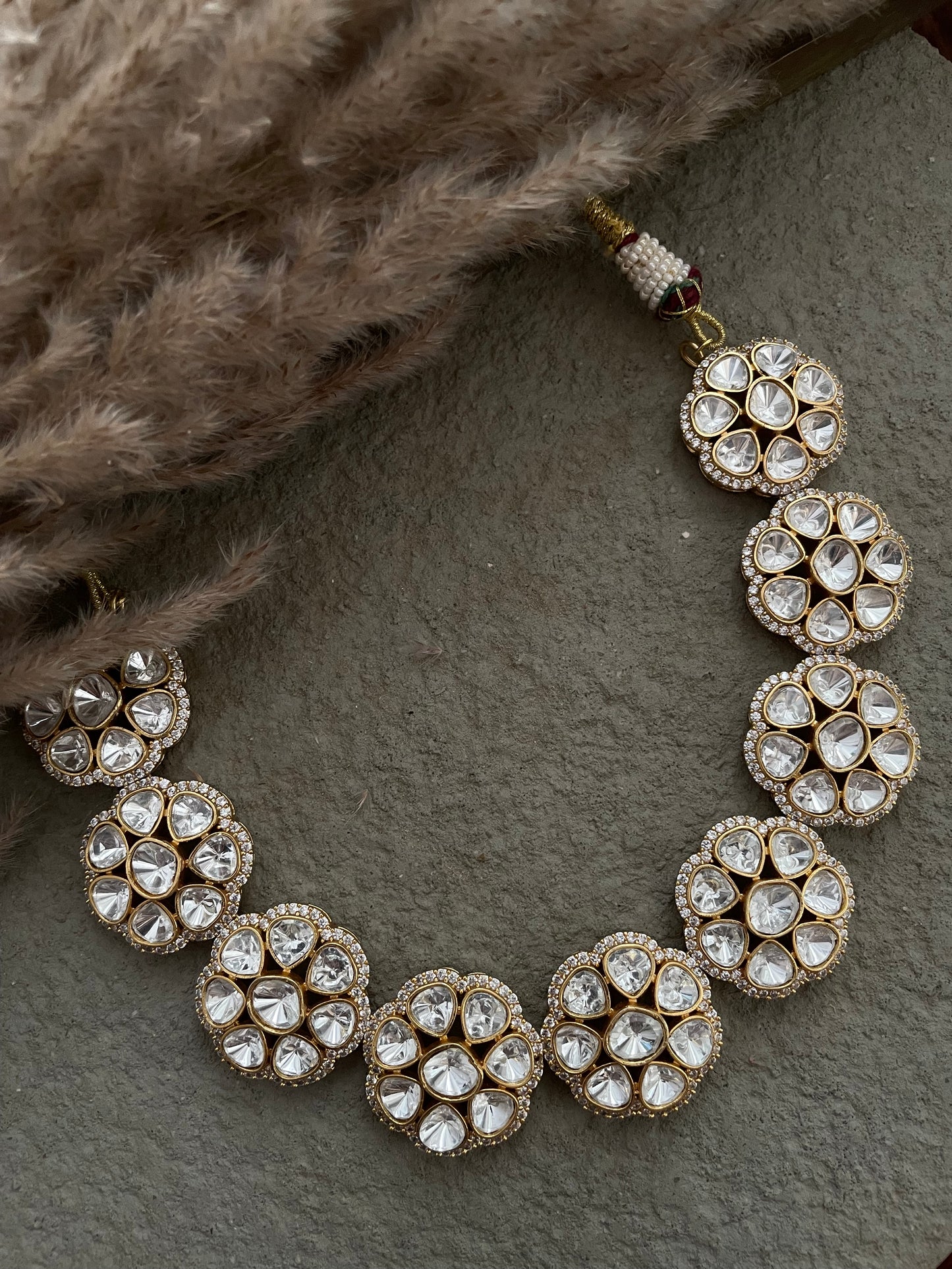 Vrinda Moissanite Polki Necklace Set