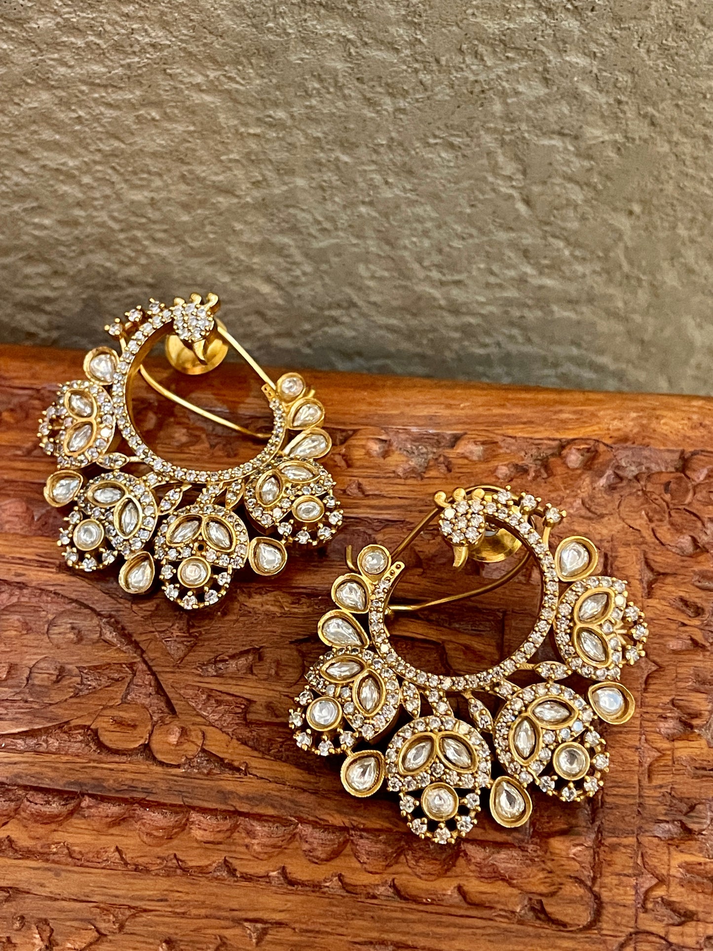 Prabha Polki and Zircon Stud Earrings
