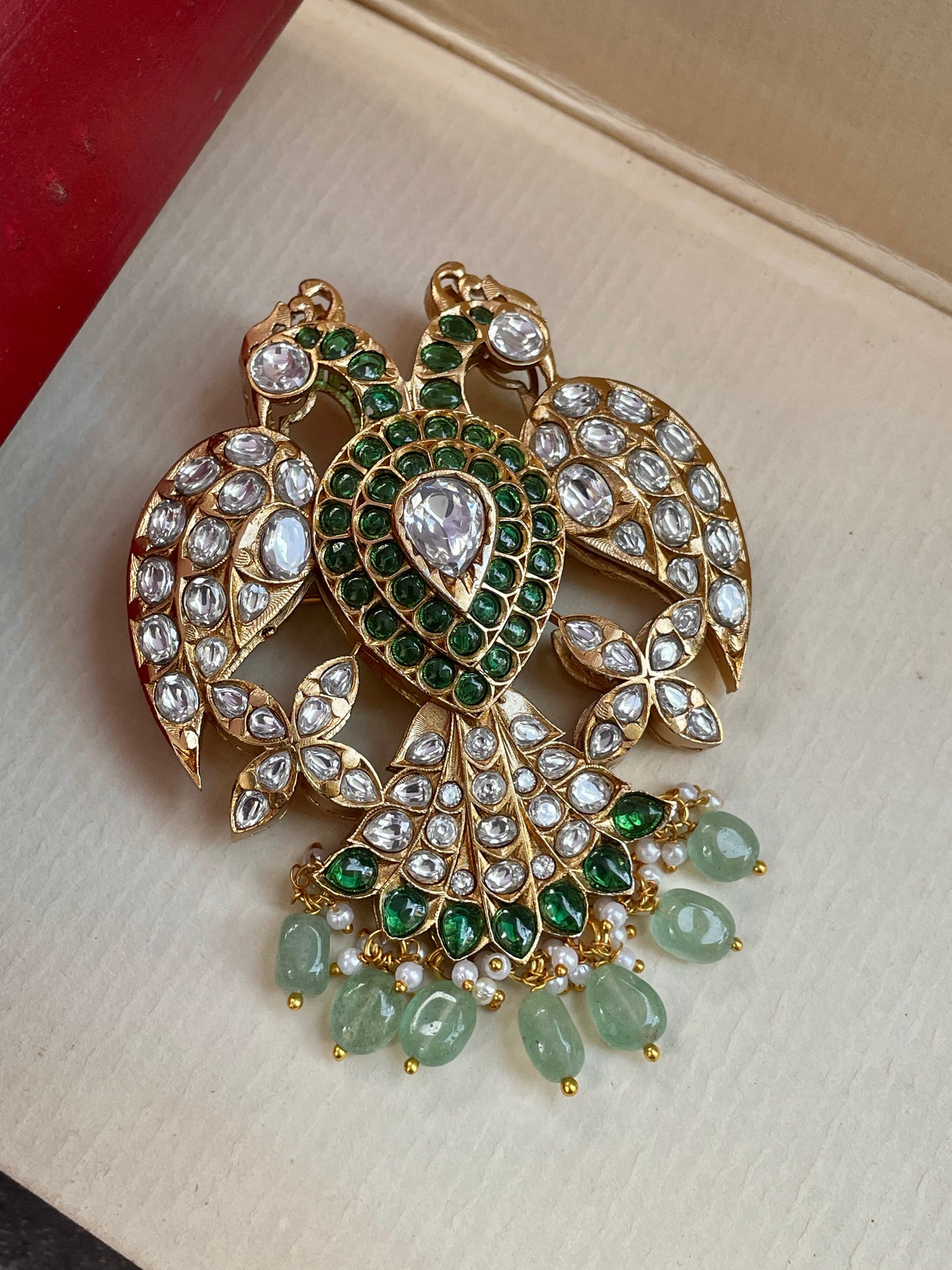 Rajhans Green Polki Brooch