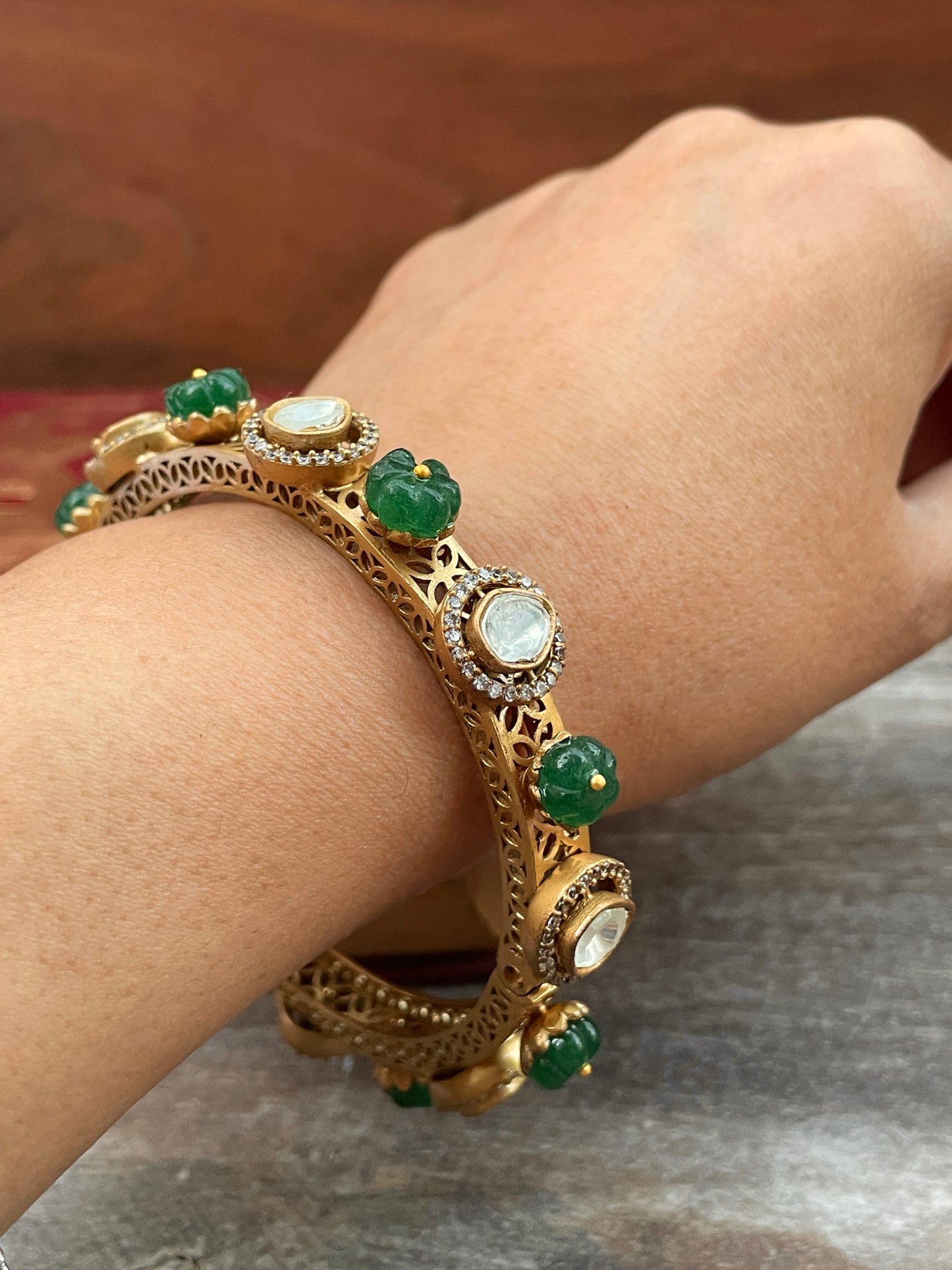 Seeta Polki and Emerald Bangle ( Single )