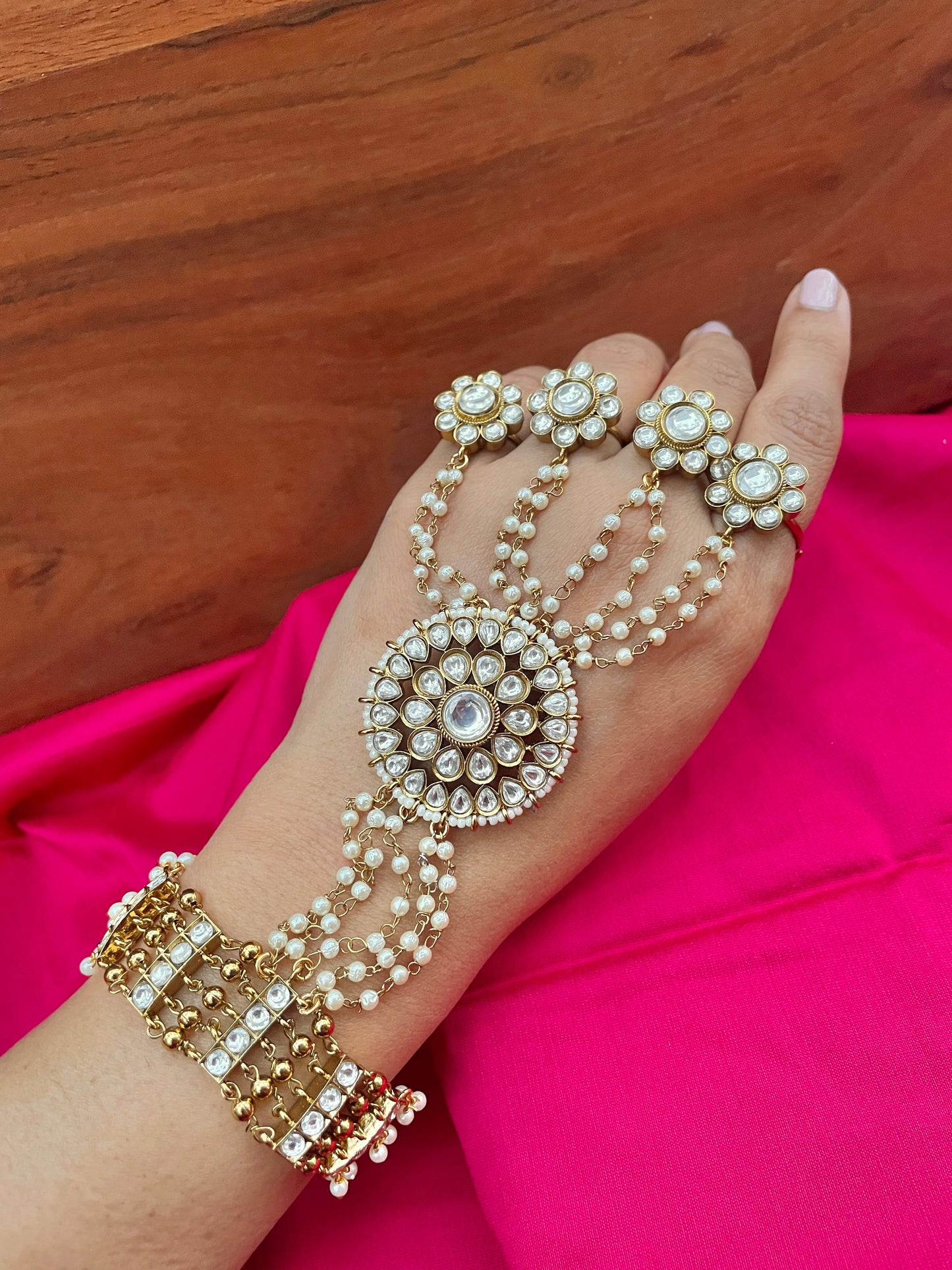 Shagun Antique Polki HathPhool ( Pair )