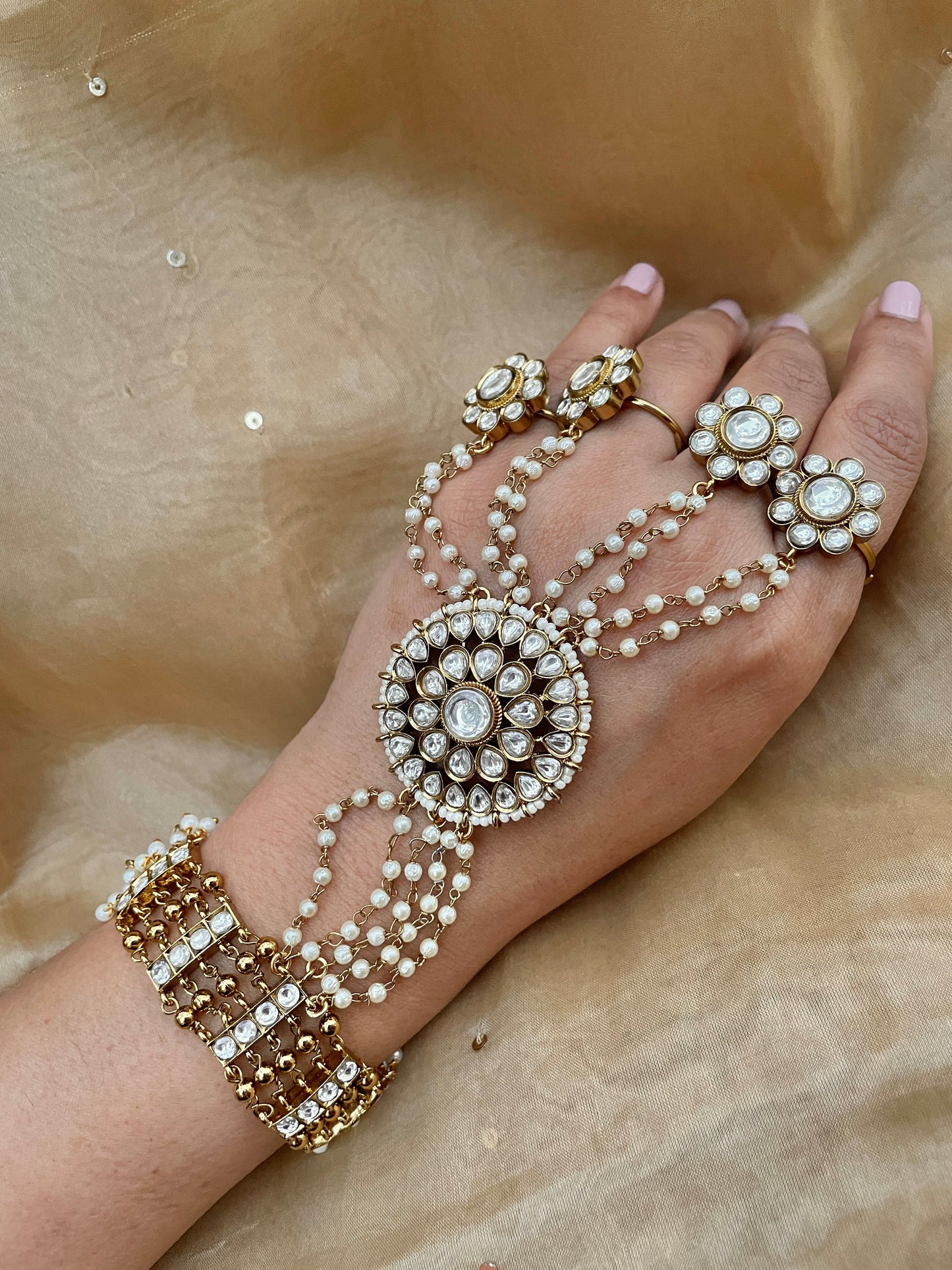 Shagun Antique Polki HathPhool ( Pair )