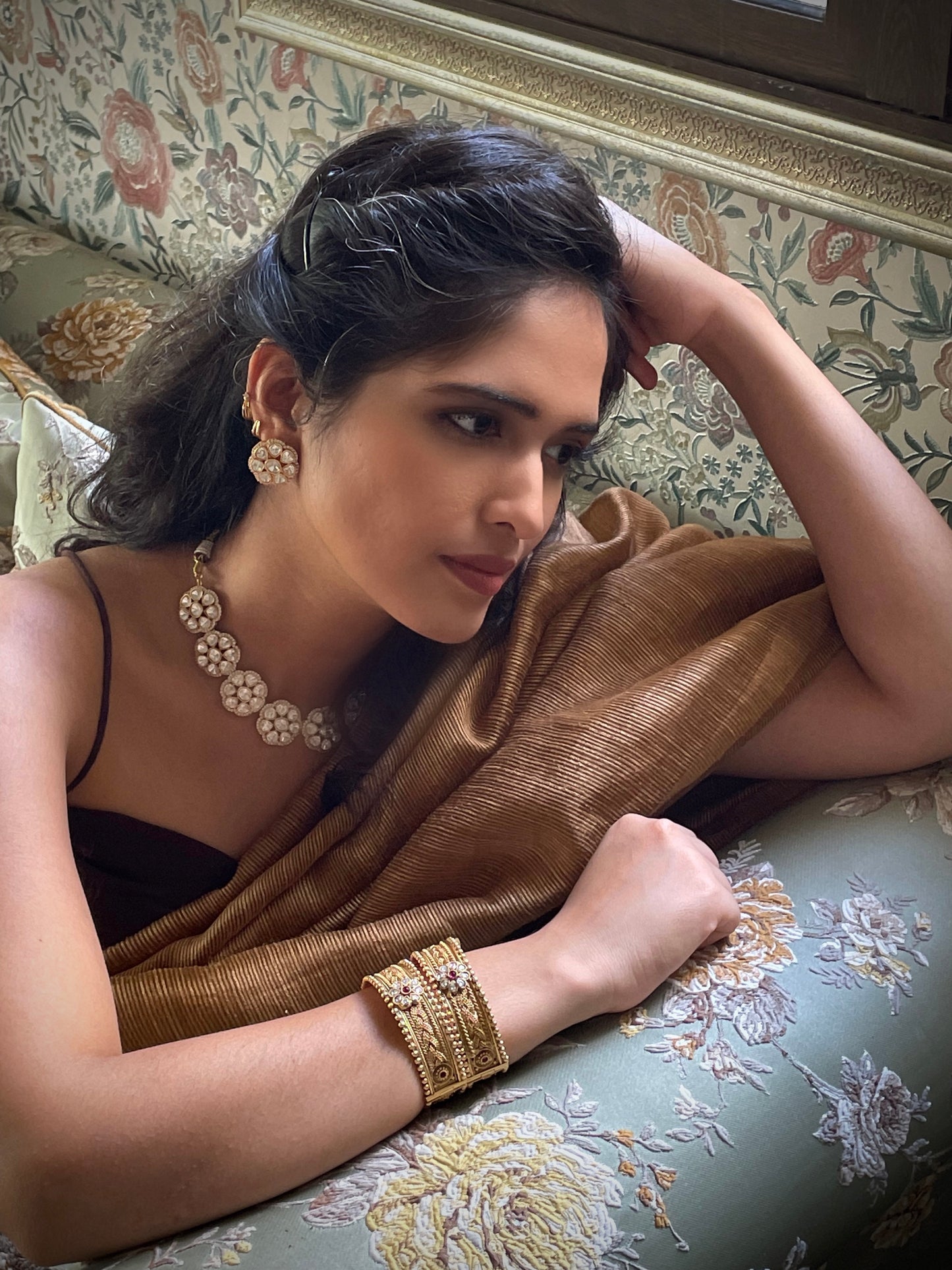 Vrinda Moissanite Polki Necklace Set