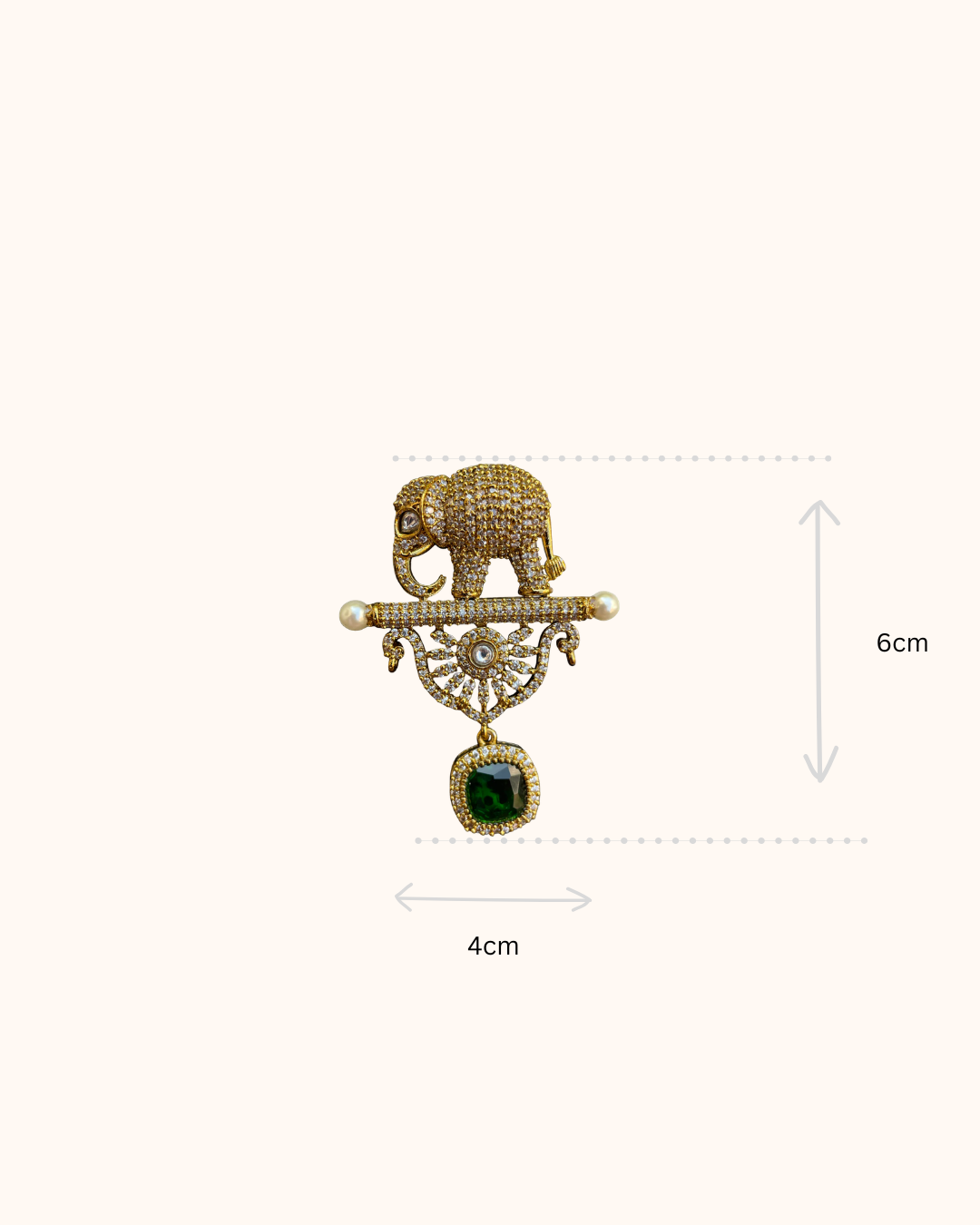 Kartikey Premium AD Men's Brooch – Emerald Green Stones for Wedding & Festive Wear