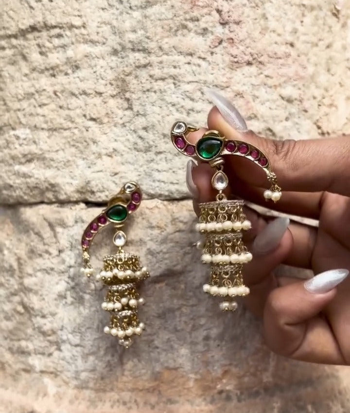 Mayuri Polki Bird Motif Earrings