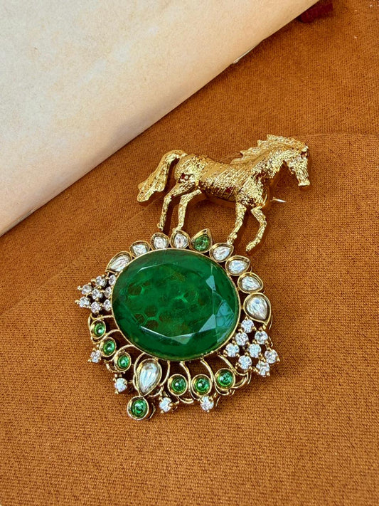 Sikandar Emerald Polki Brooch