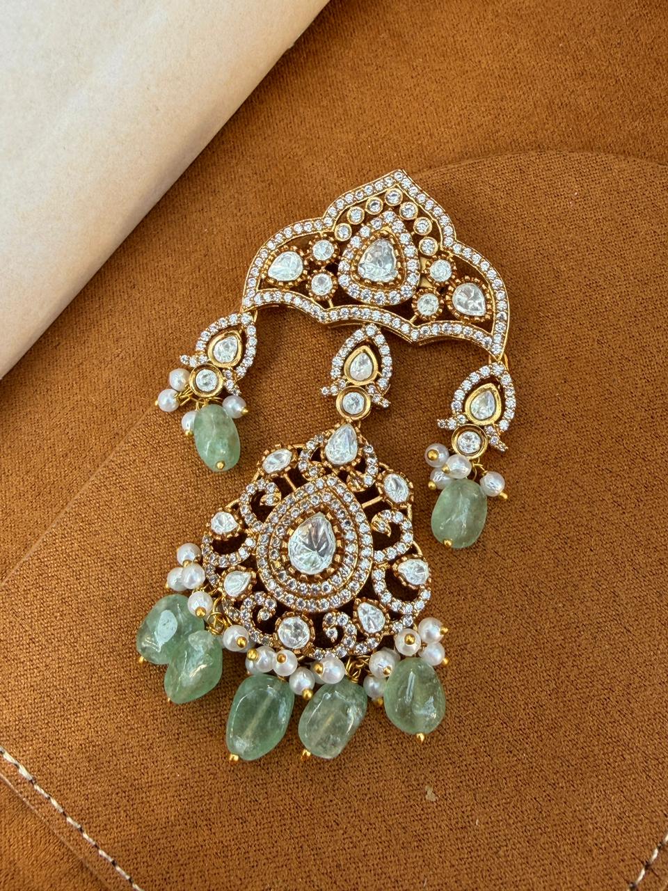 Idrees Polki and Zircon Brooch White