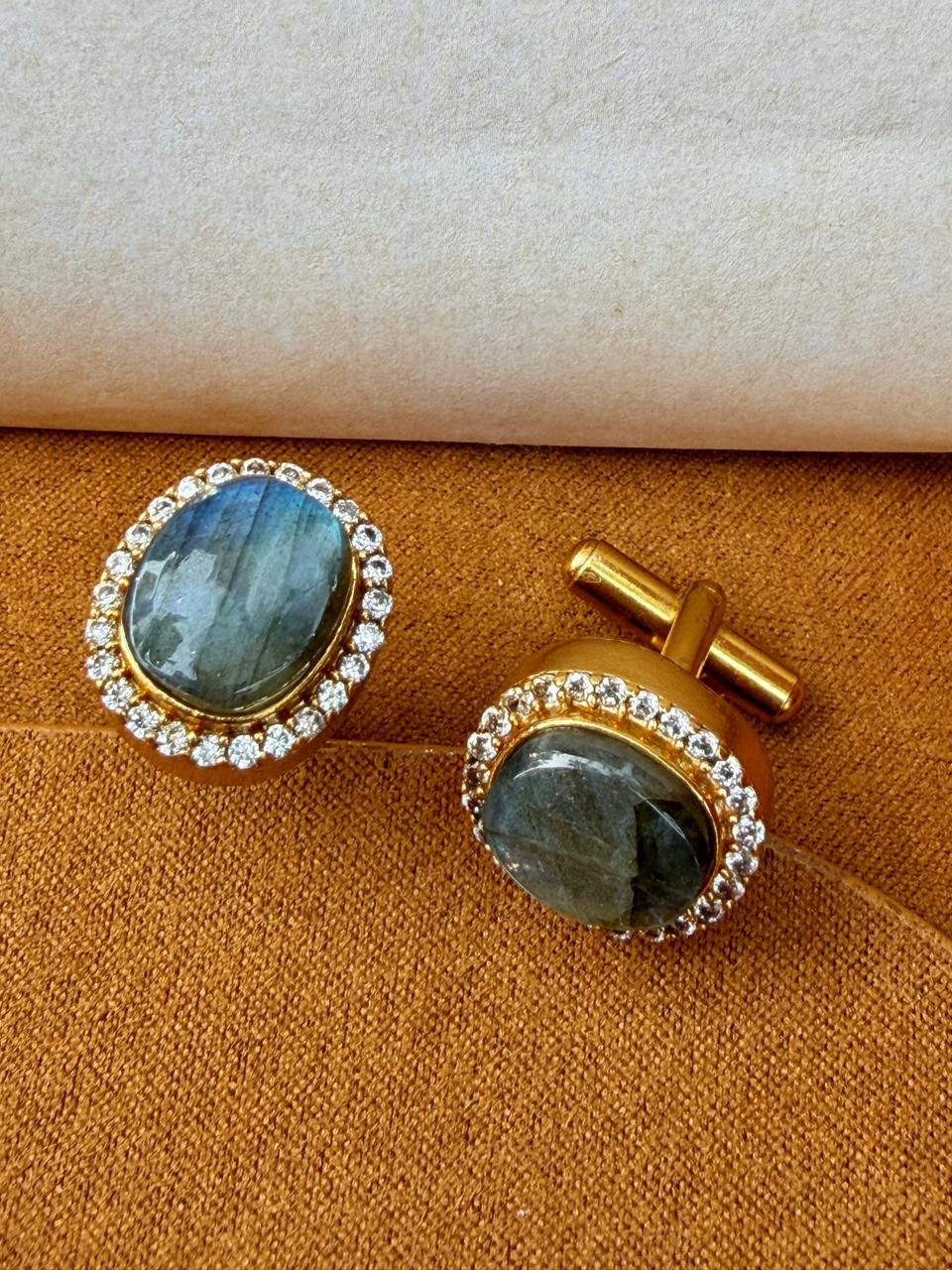 Apex Labradorite Flat Oval Cuff Links
